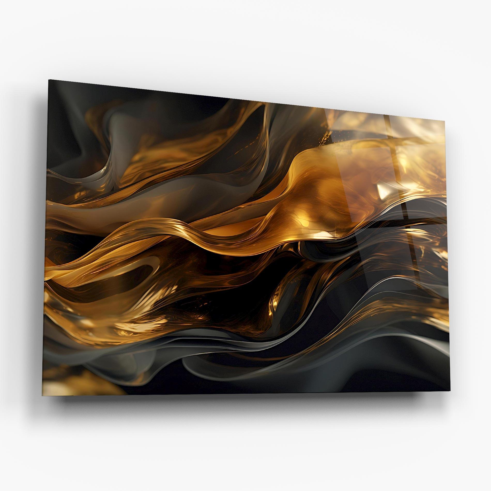 Tablou Sticla Gold With Black Wave mockup 6