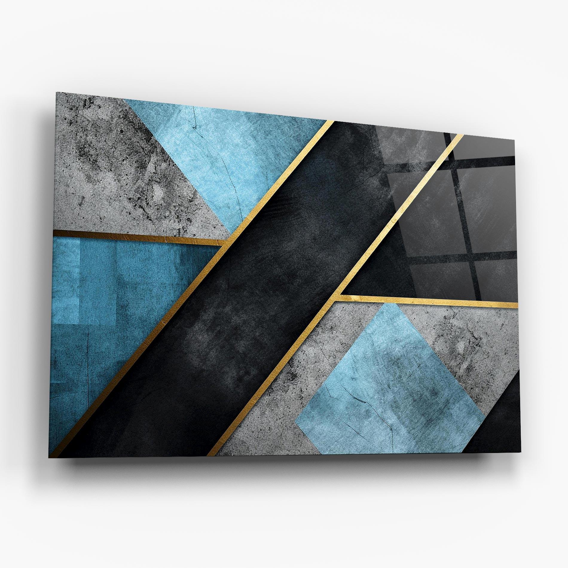 Tablou Sticla Grey With Blue Painting mockup 6