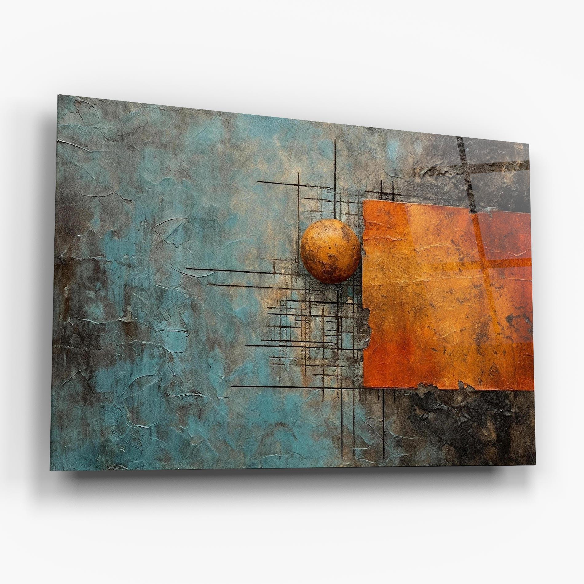 Tablou Sticla Orange Square Painting mockup 6