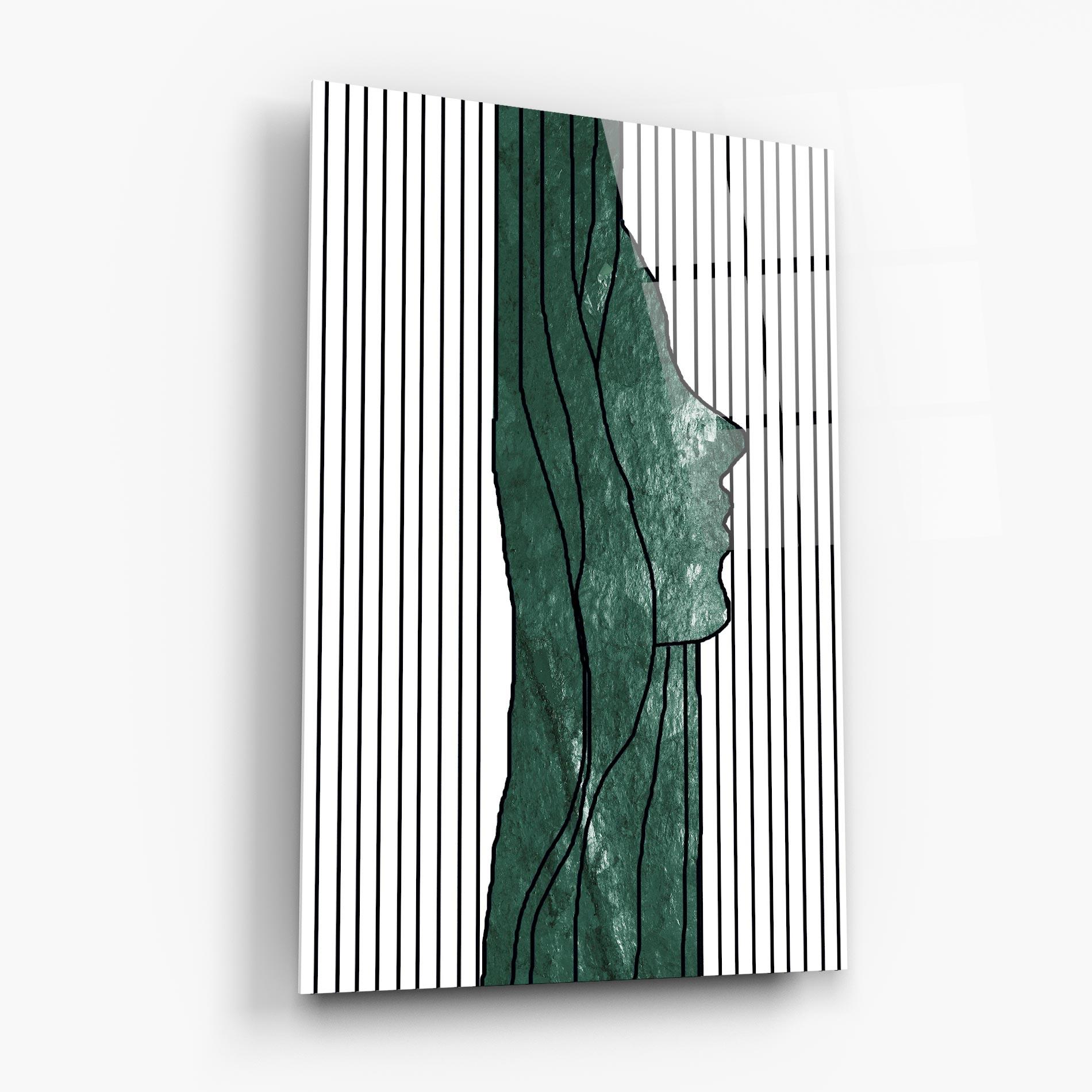 Tablou Sticla Abstract Green Face mockup 6