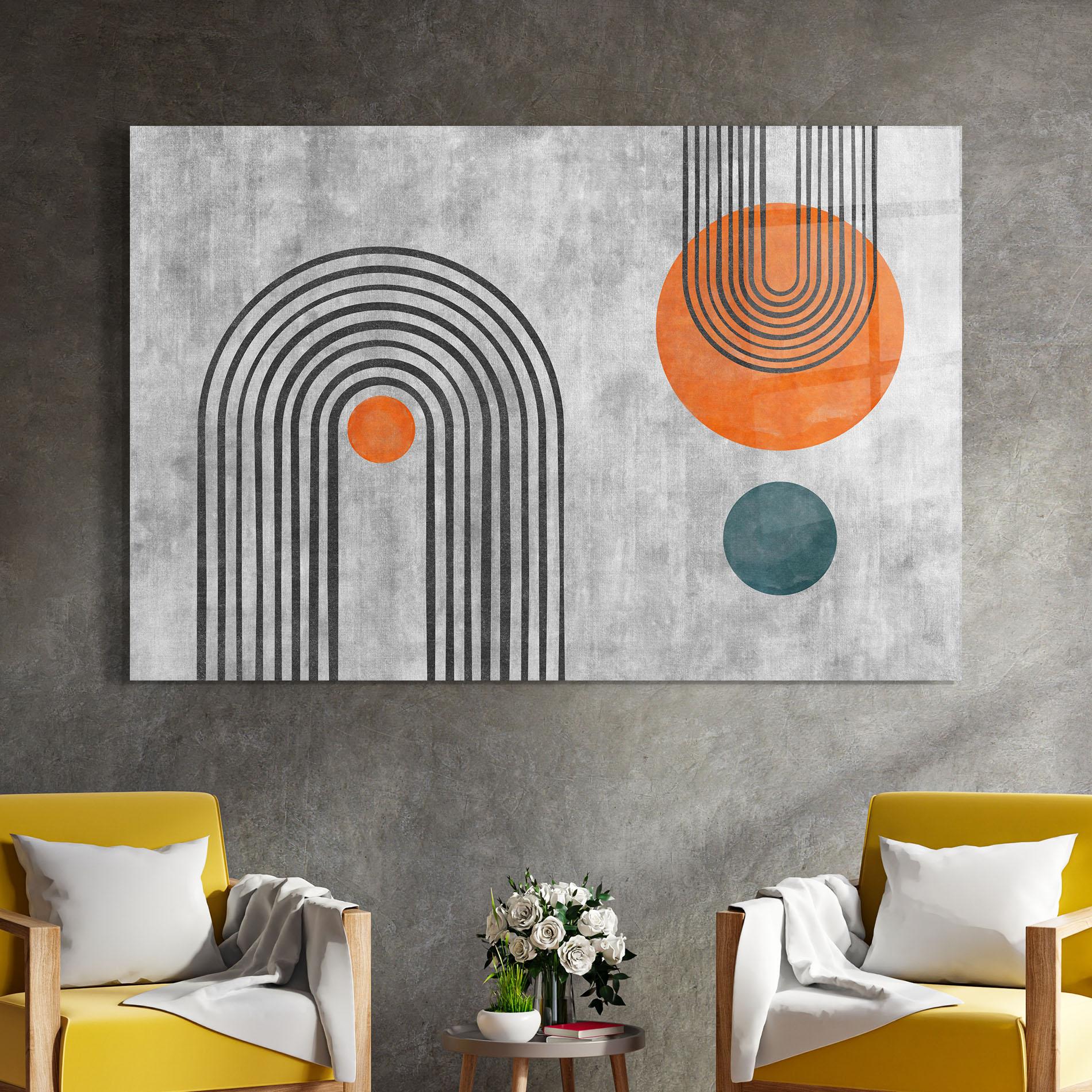 Tablou Sticla Abstract Orange Circles mockup 4