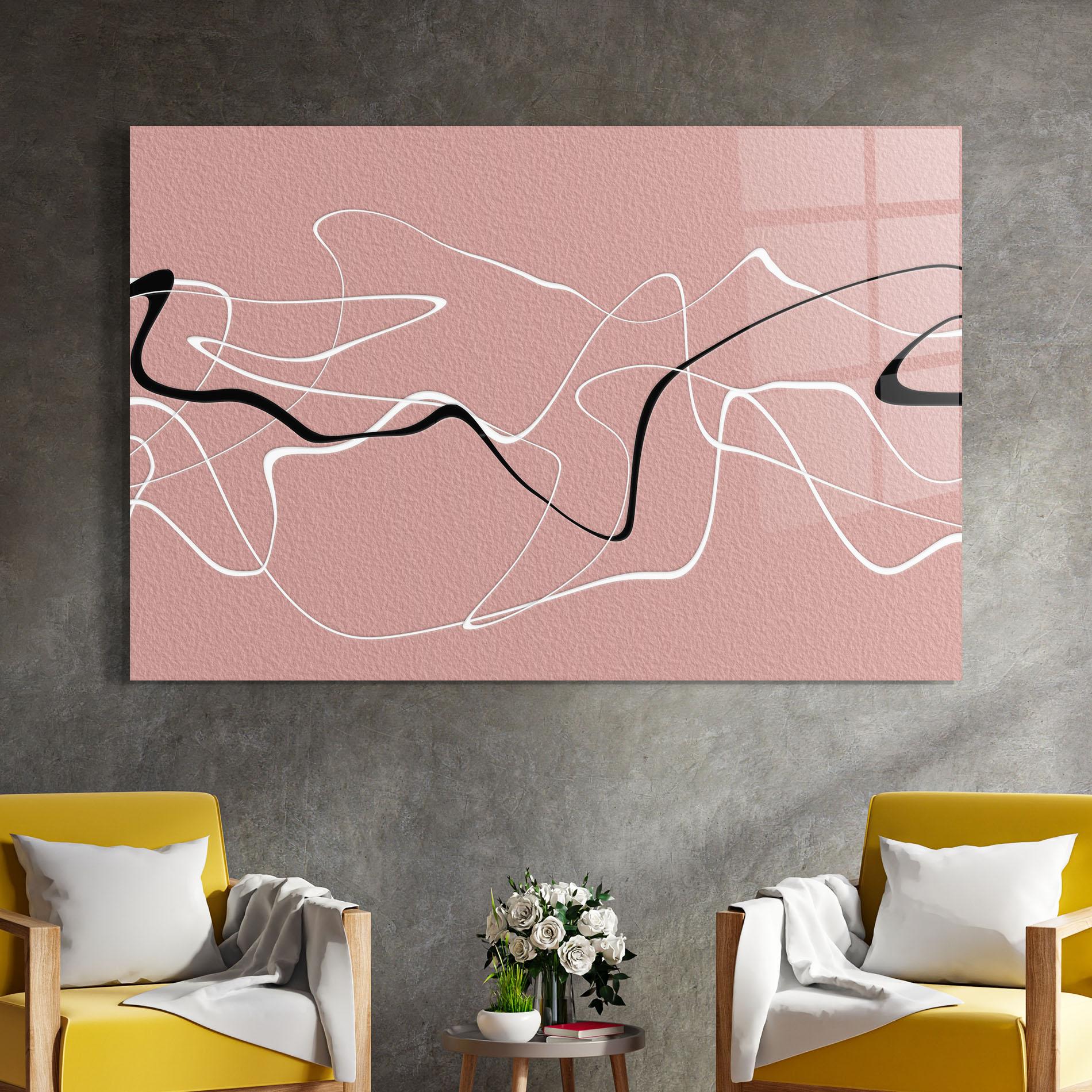 Tablou Sticla Abstract Pink Painting mockup 4