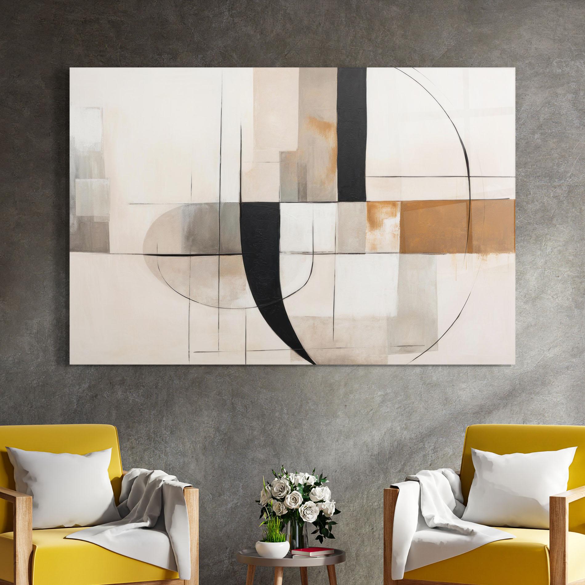 Tablou Sticla Black Abstract Lines mockup 4