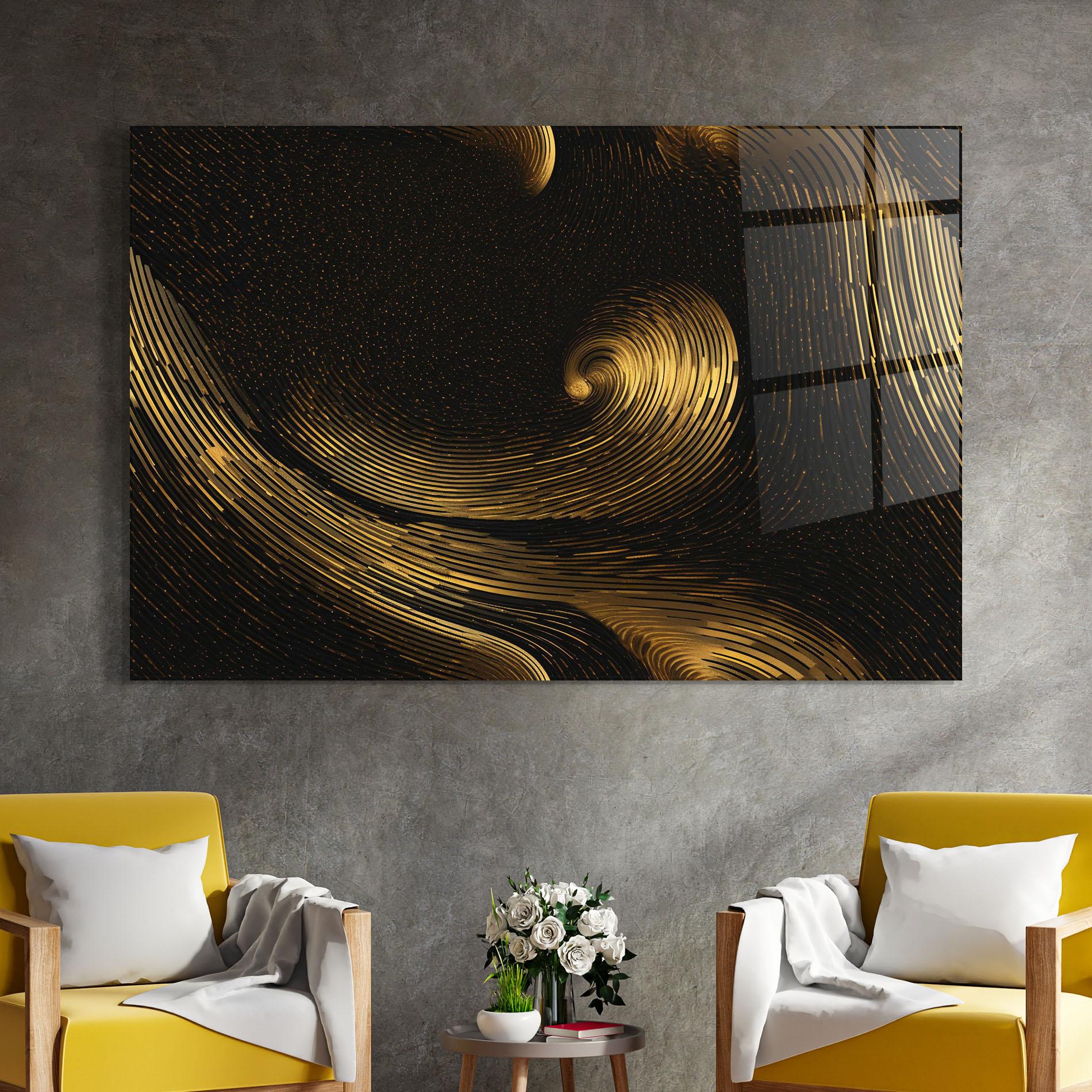 Tablou Sticla Black Painting With Gold mockup 4