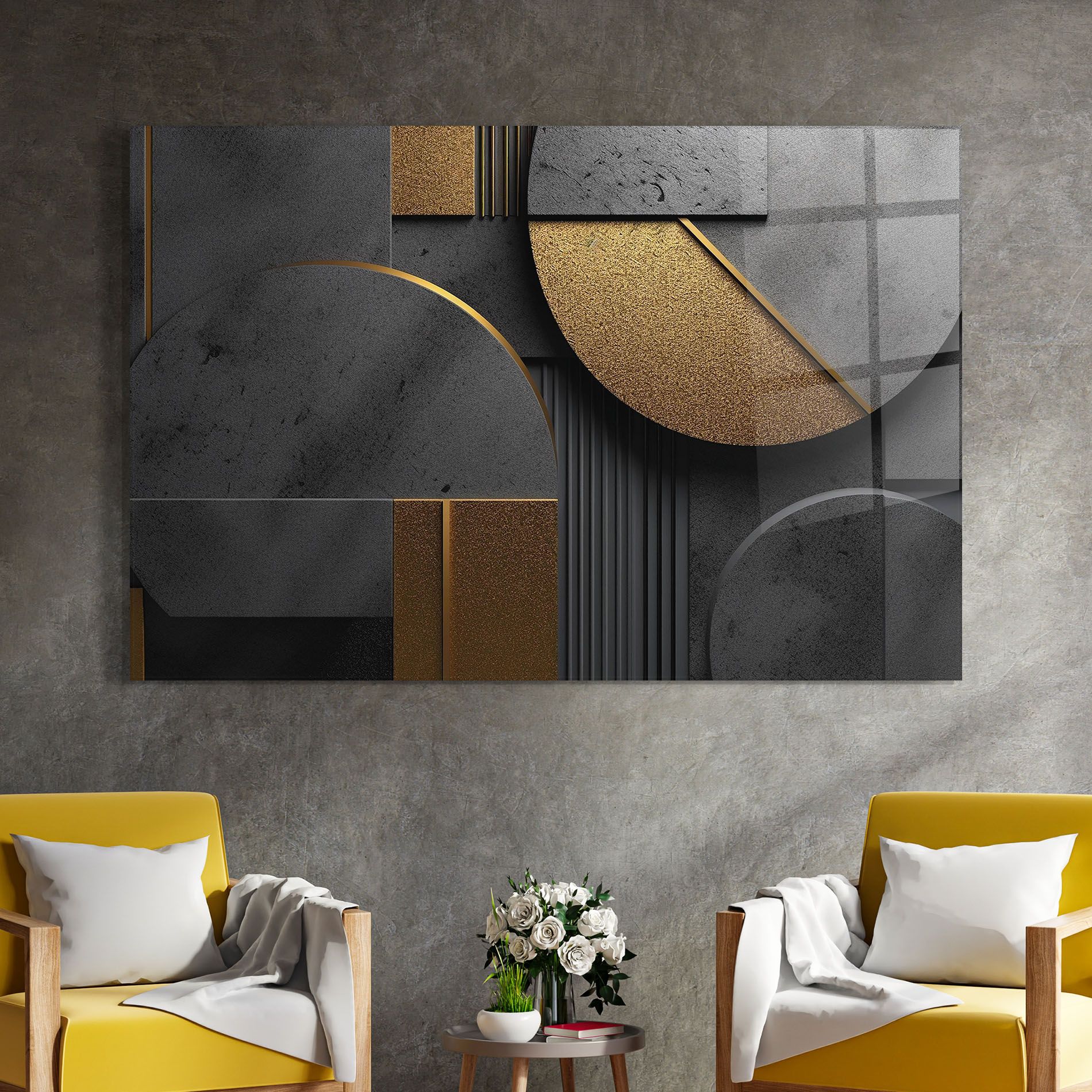 Gold With Grey Circle mockup 4