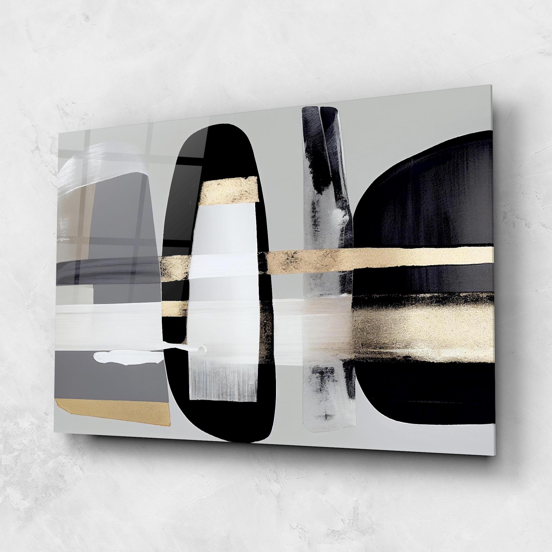 Tablou Sticla Abstract Gold Painting With Black mockup 1