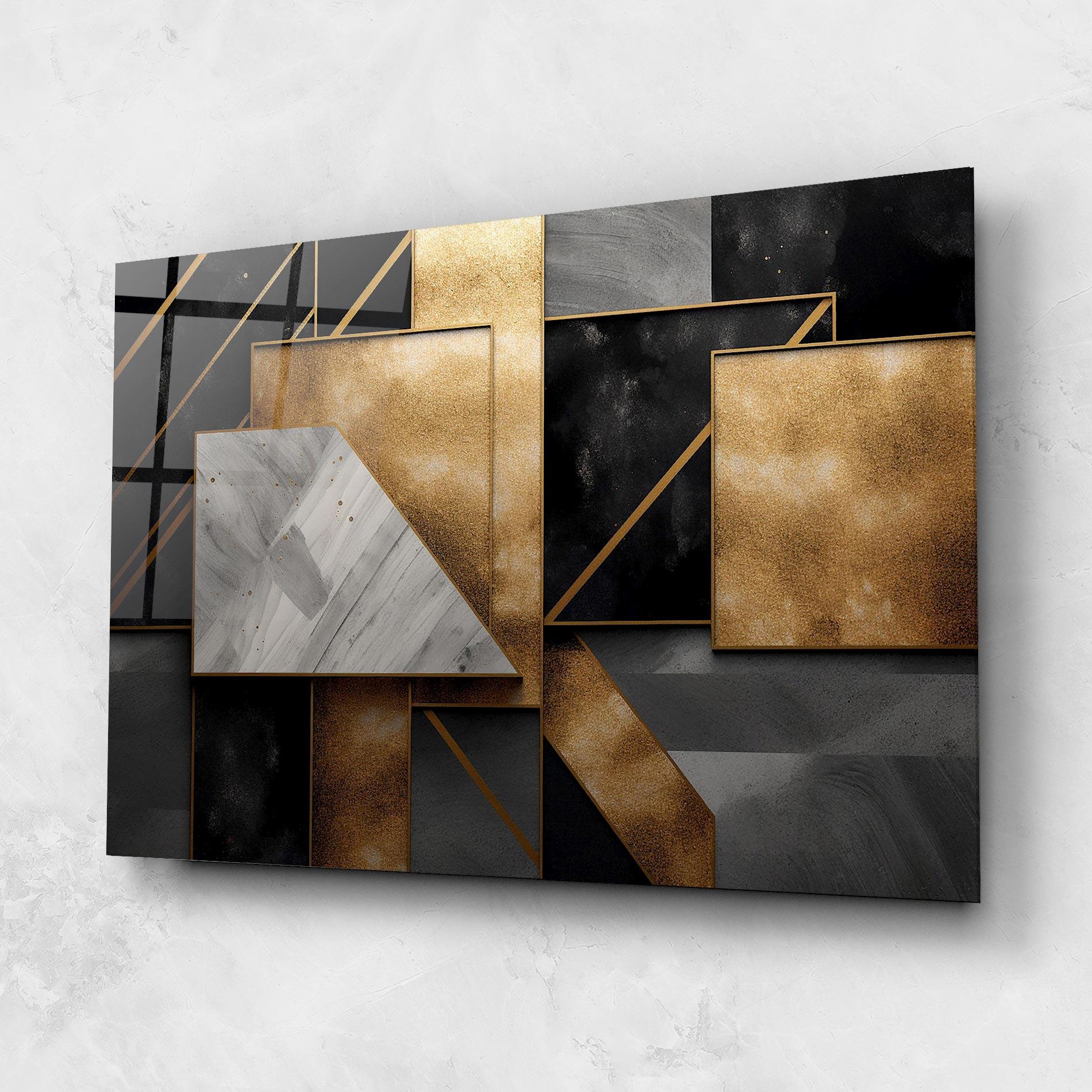 Tablou Sticla Abstract Gold Square mockup 1