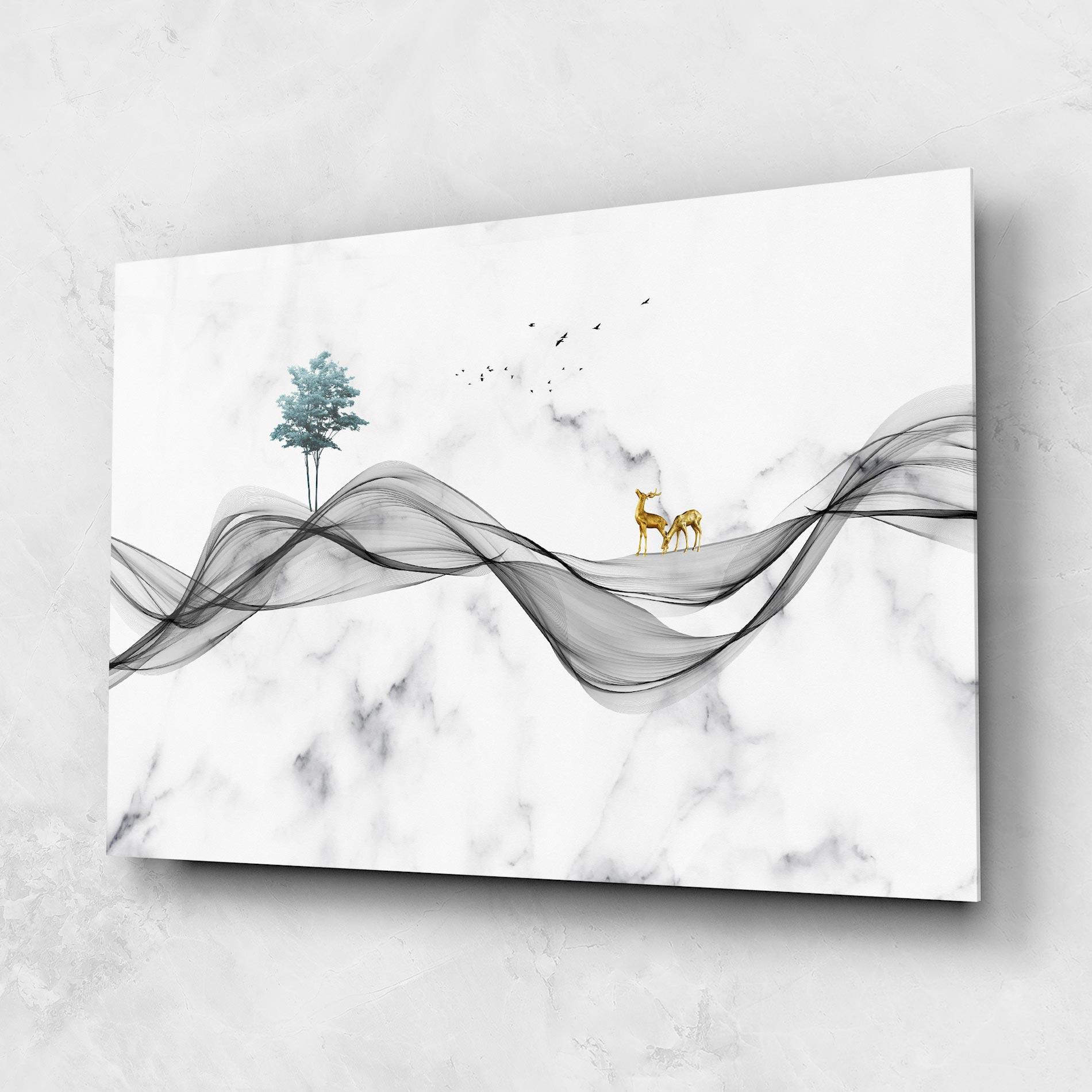 Tablou Sticla Abstract Golden Landscape 1 mockup 1