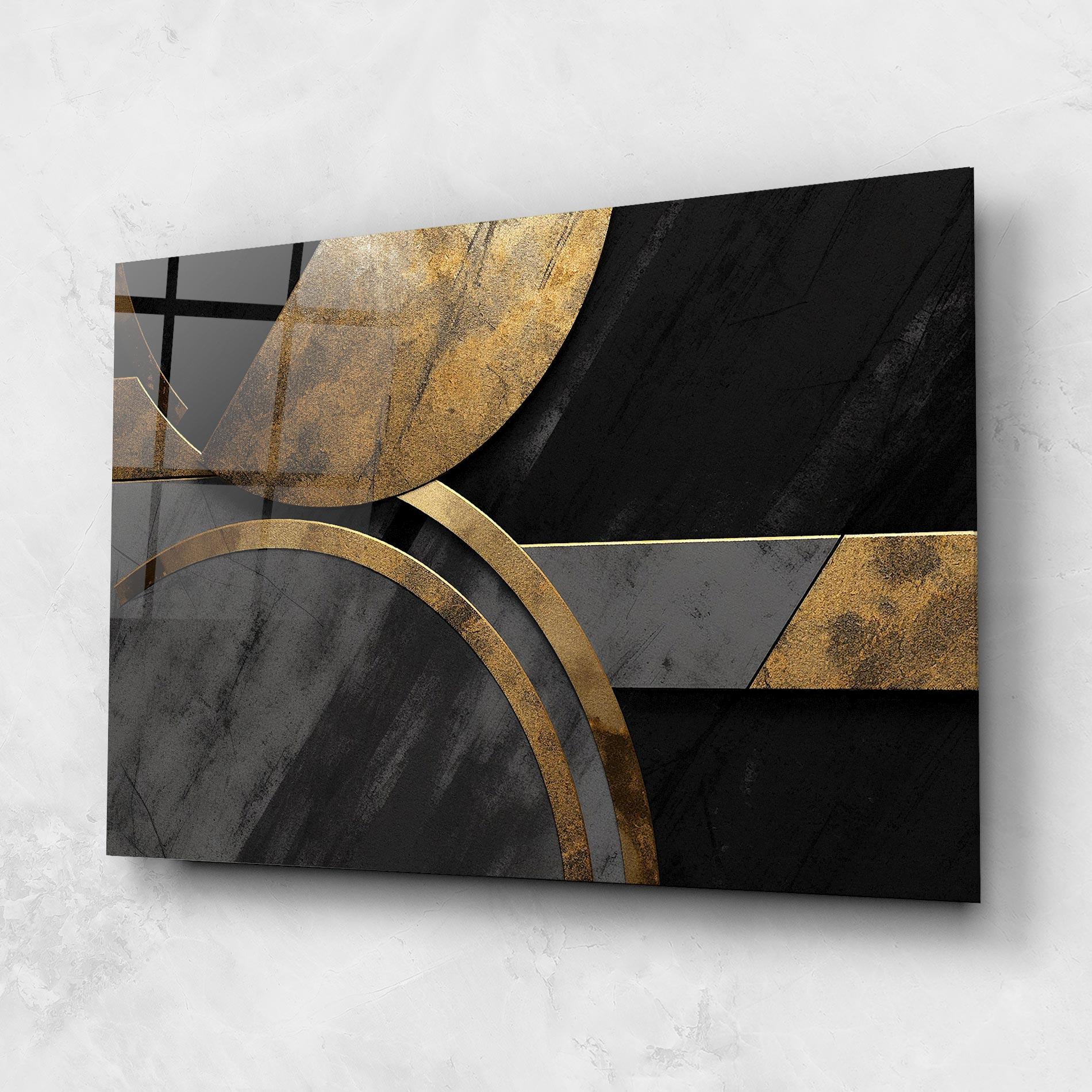 Tablou Sticla Grey With Gold Painting mockup 1