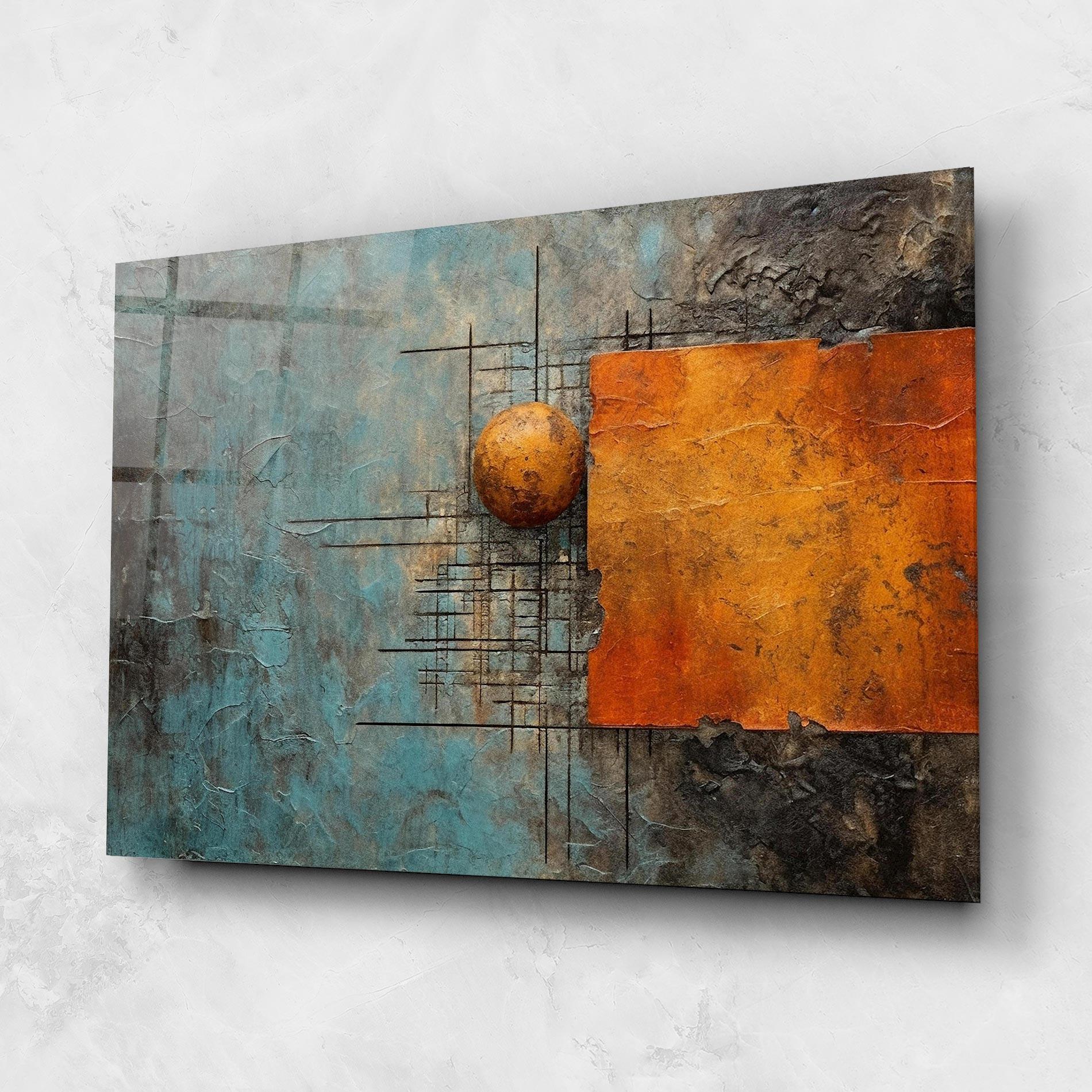 Tablou Sticla Orange Square Painting mockup 1