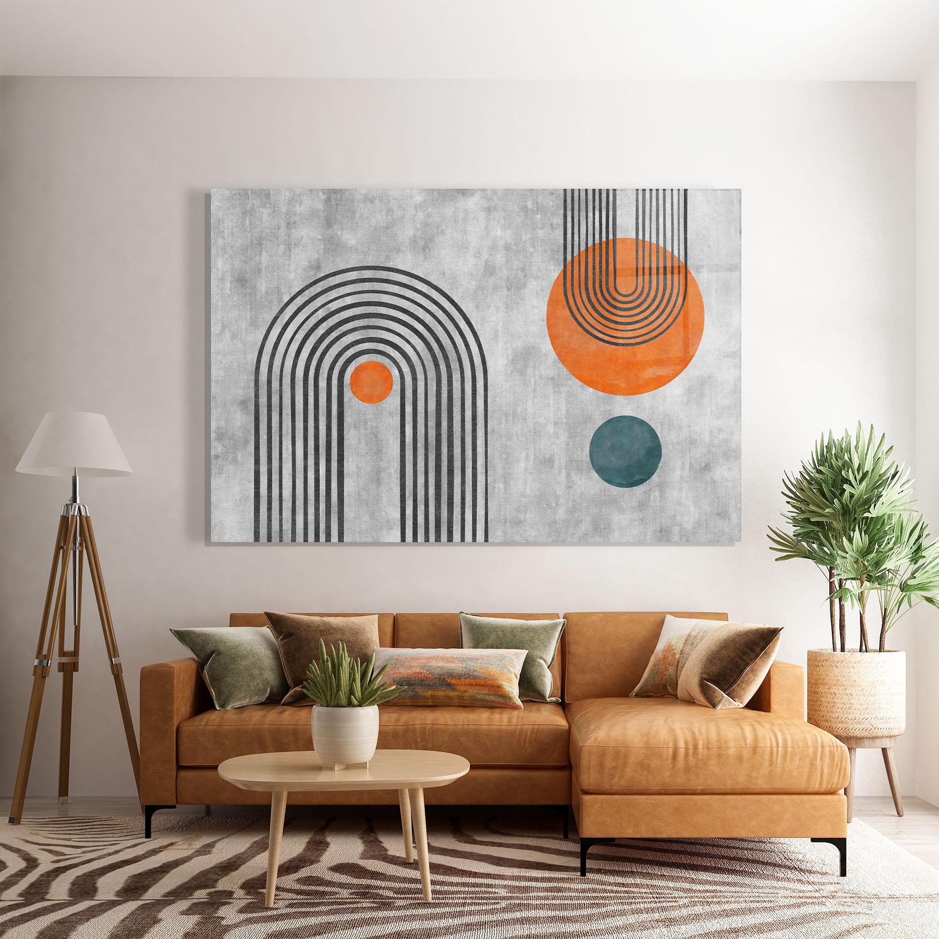 Tablou Sticla Abstract Orange Circles mockup 7
