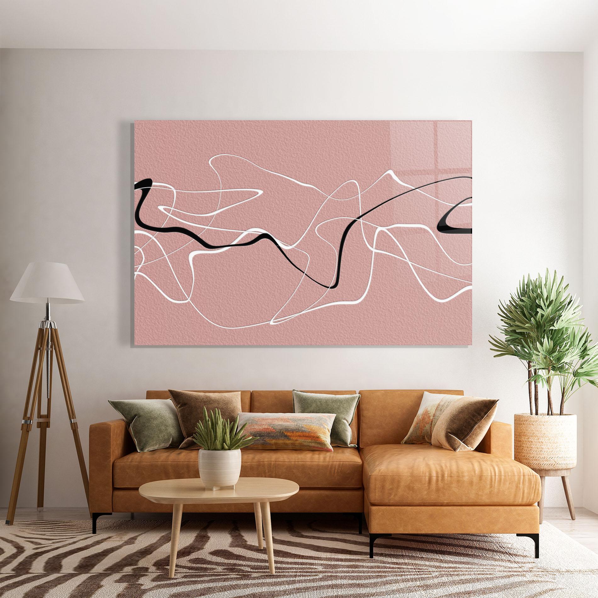 Tablou Sticla Abstract Pink Painting mockup 7