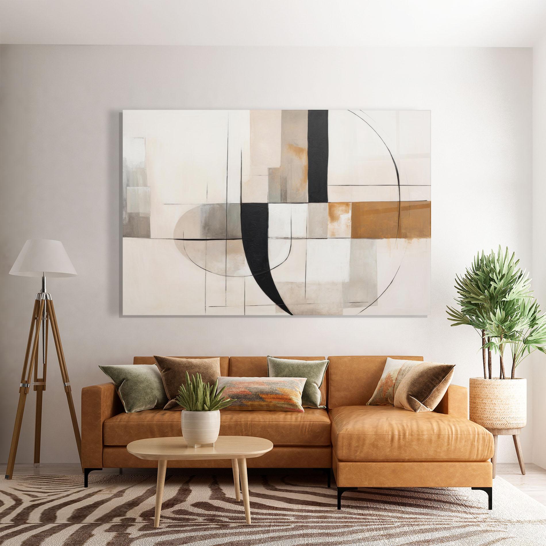 Tablou Sticla Black Abstract Lines mockup 7