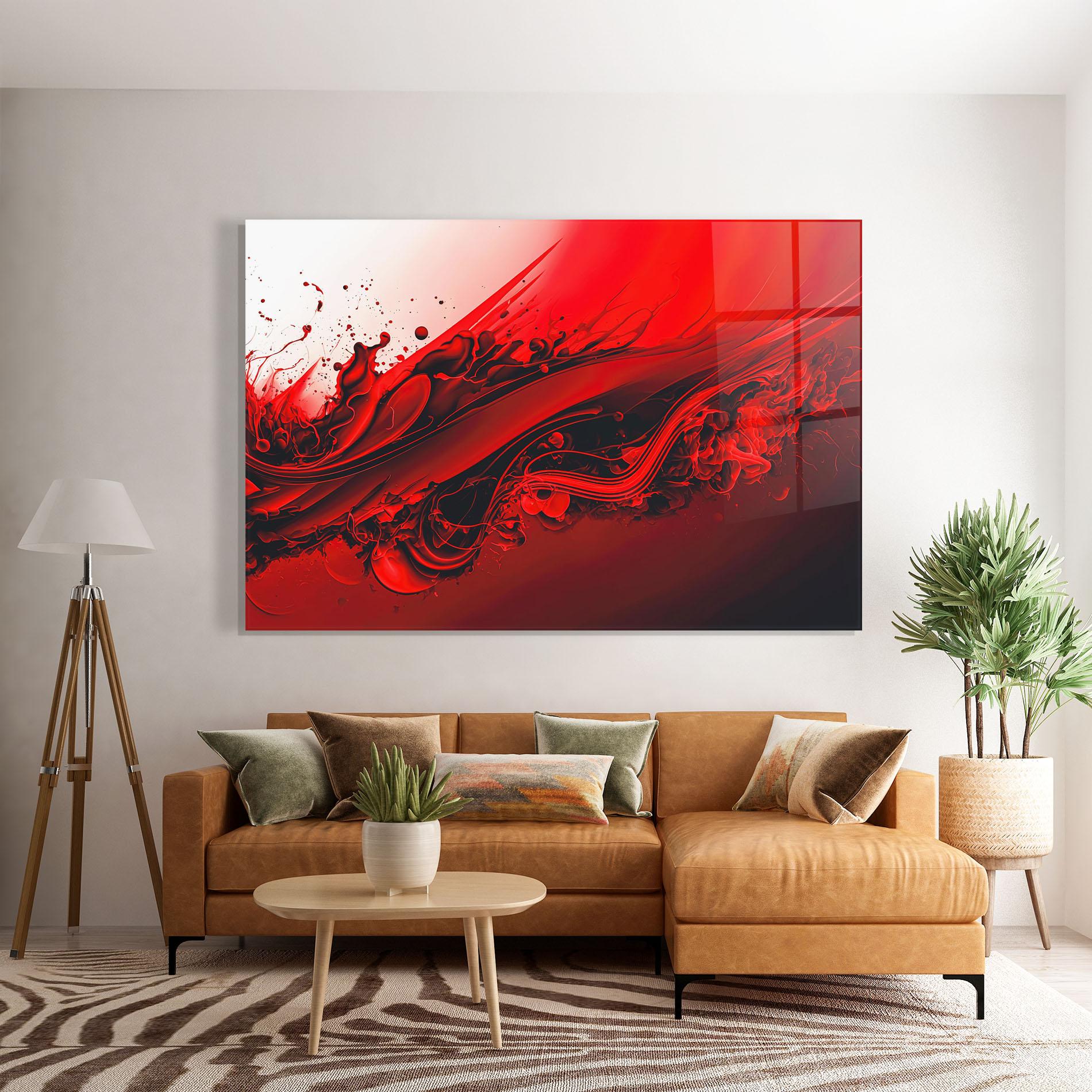 Tablou Sticla Smooth Red Color mockup 7