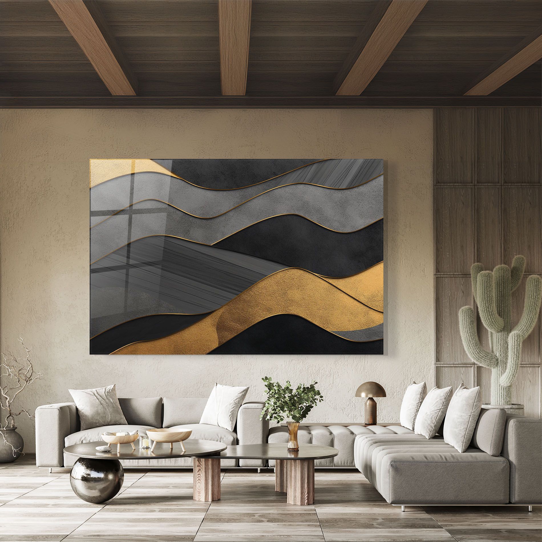 Abstract Gold And Grey Waves mockup 8