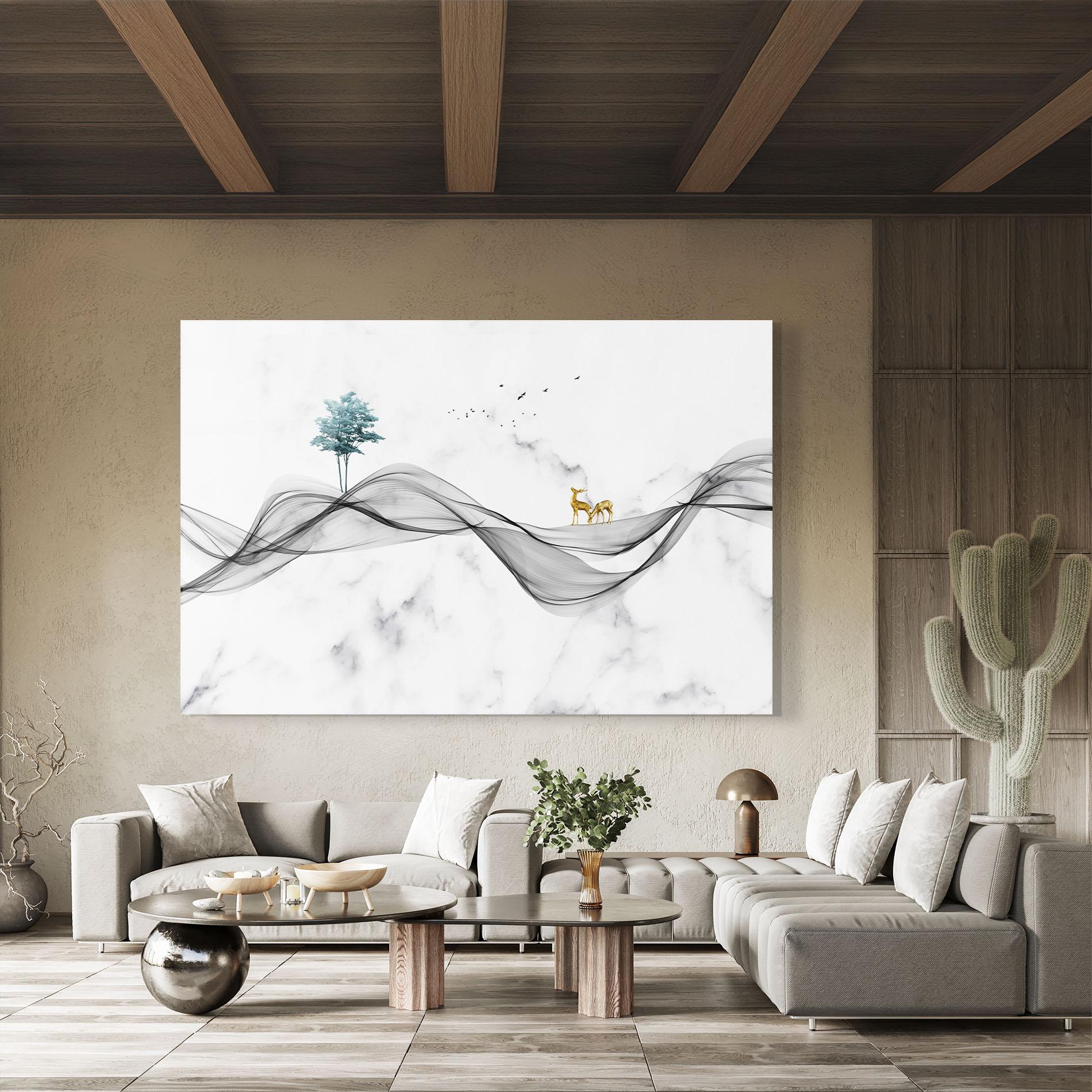 Tablou Sticla Abstract Golden Landscape 1 mockup 8