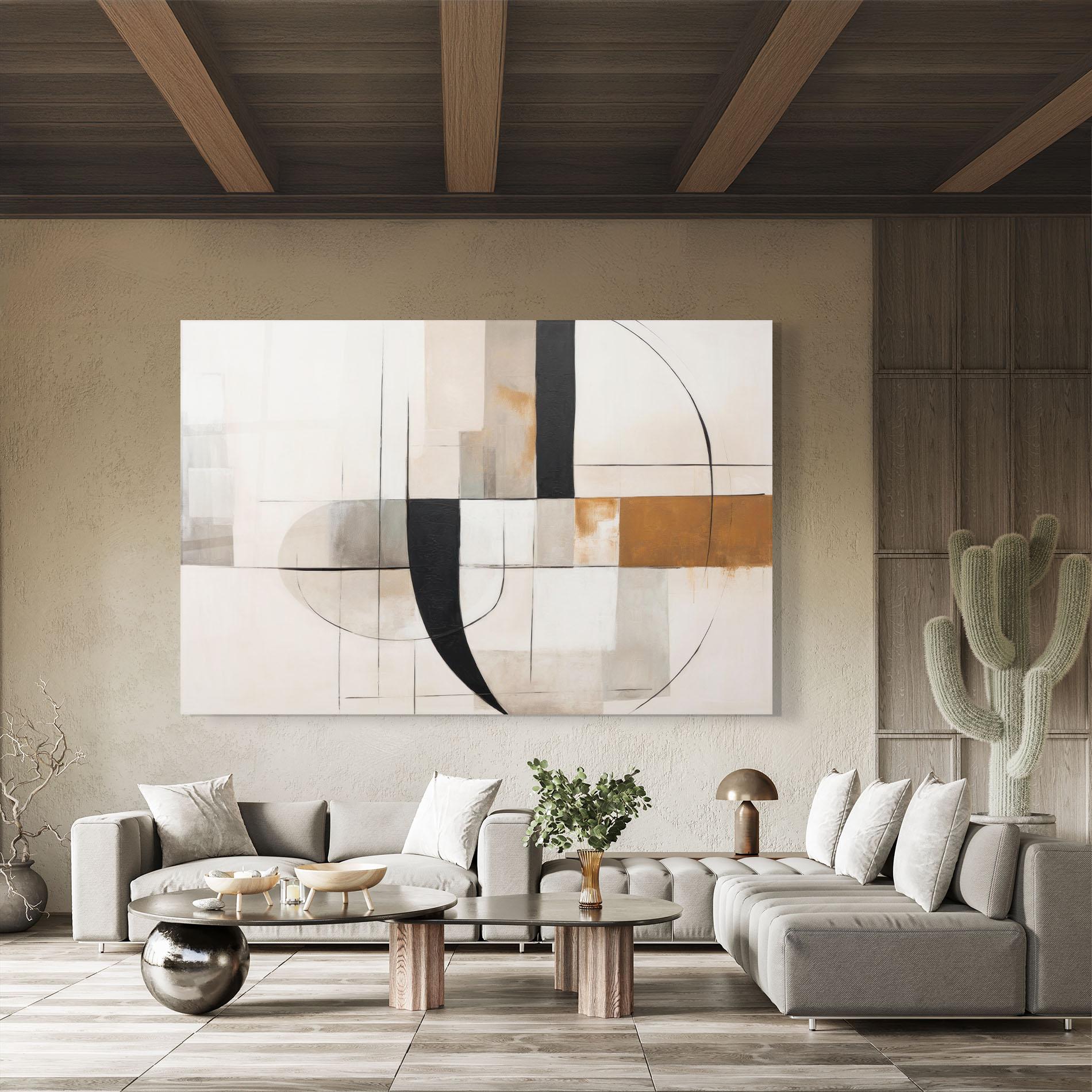 Tablou Sticla Black Abstract Lines mockup 8