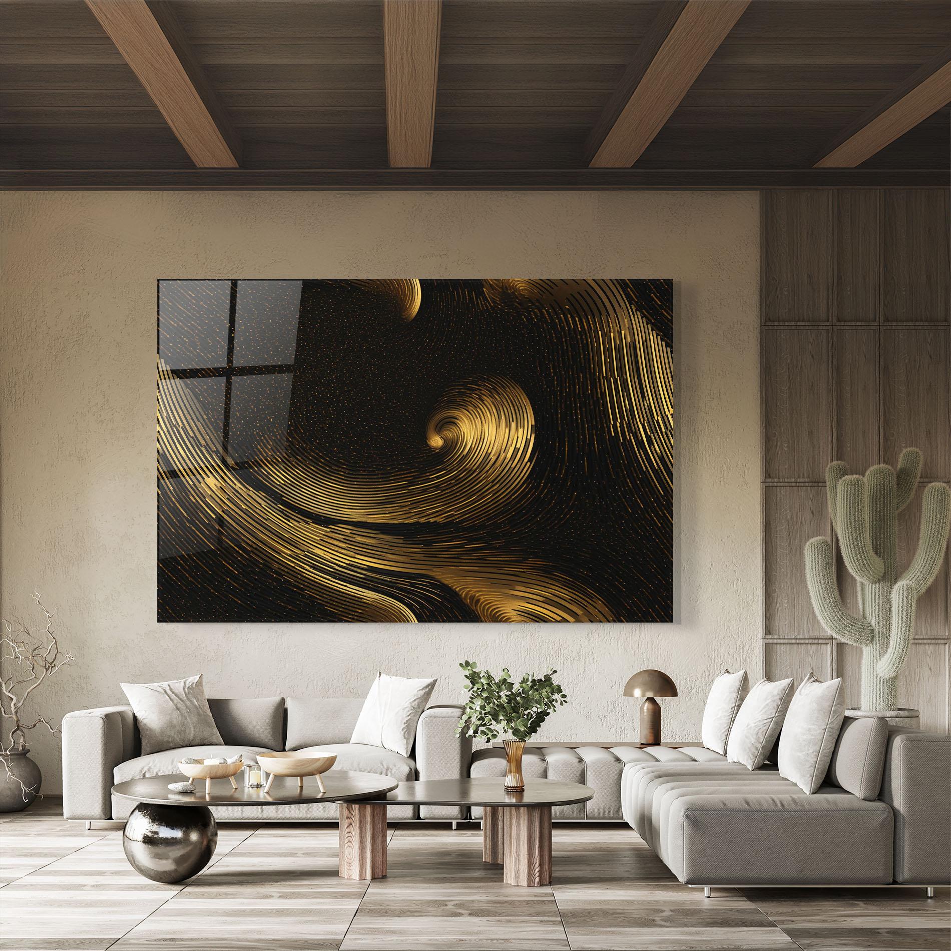 Tablou Sticla Black Painting With Gold mockup 8