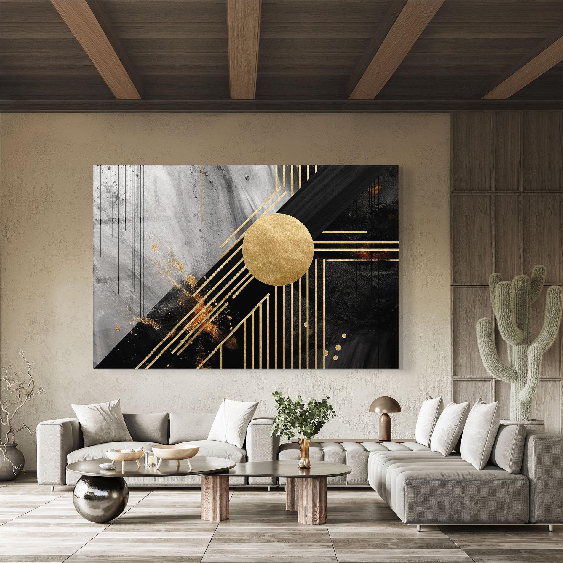 Tablou Sticla Gold Circle With Lines mockup 8