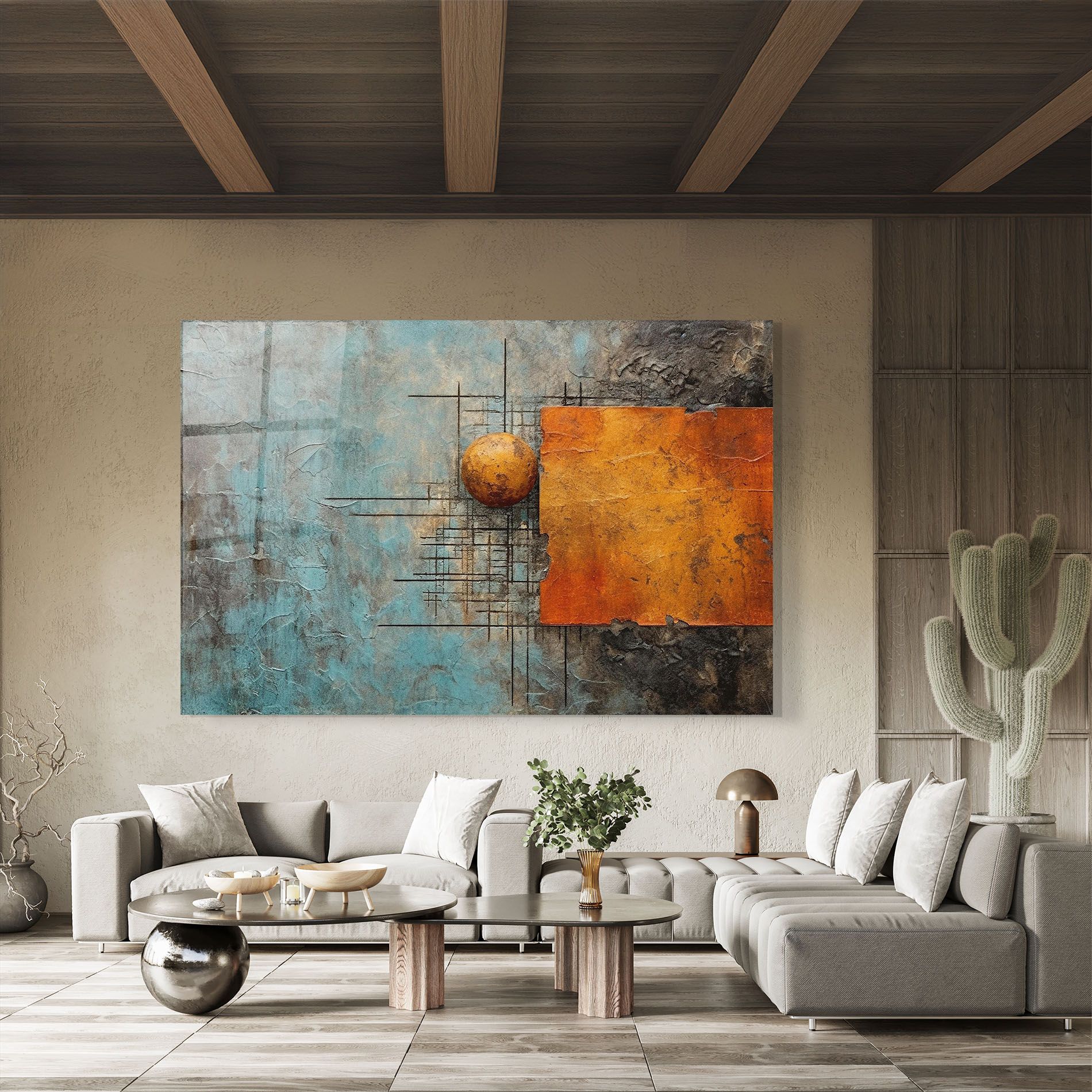 Orange Square Painting mockup 8