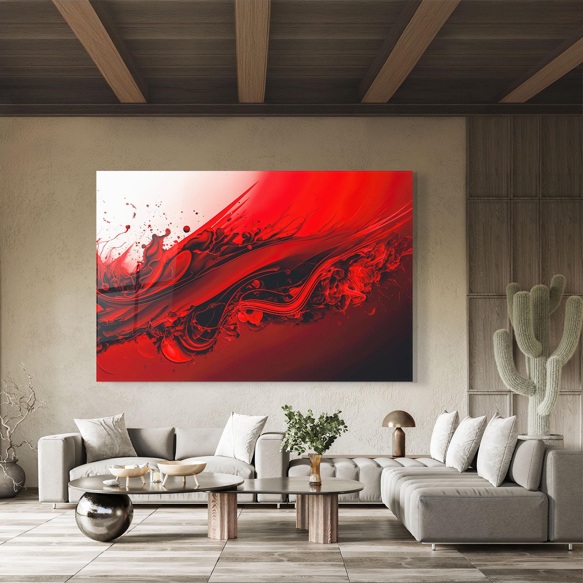 Tablou Sticla Smooth Red Color mockup 8