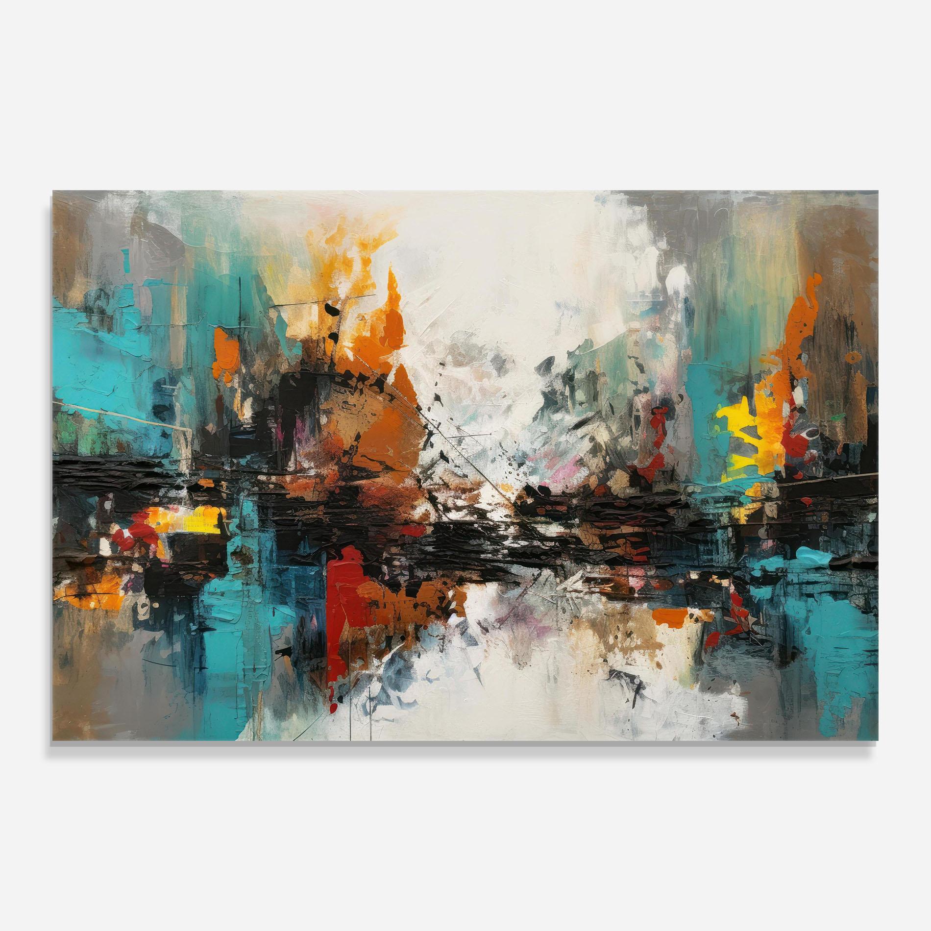 Tablou Sticla Abstract City Painting mockup 0
