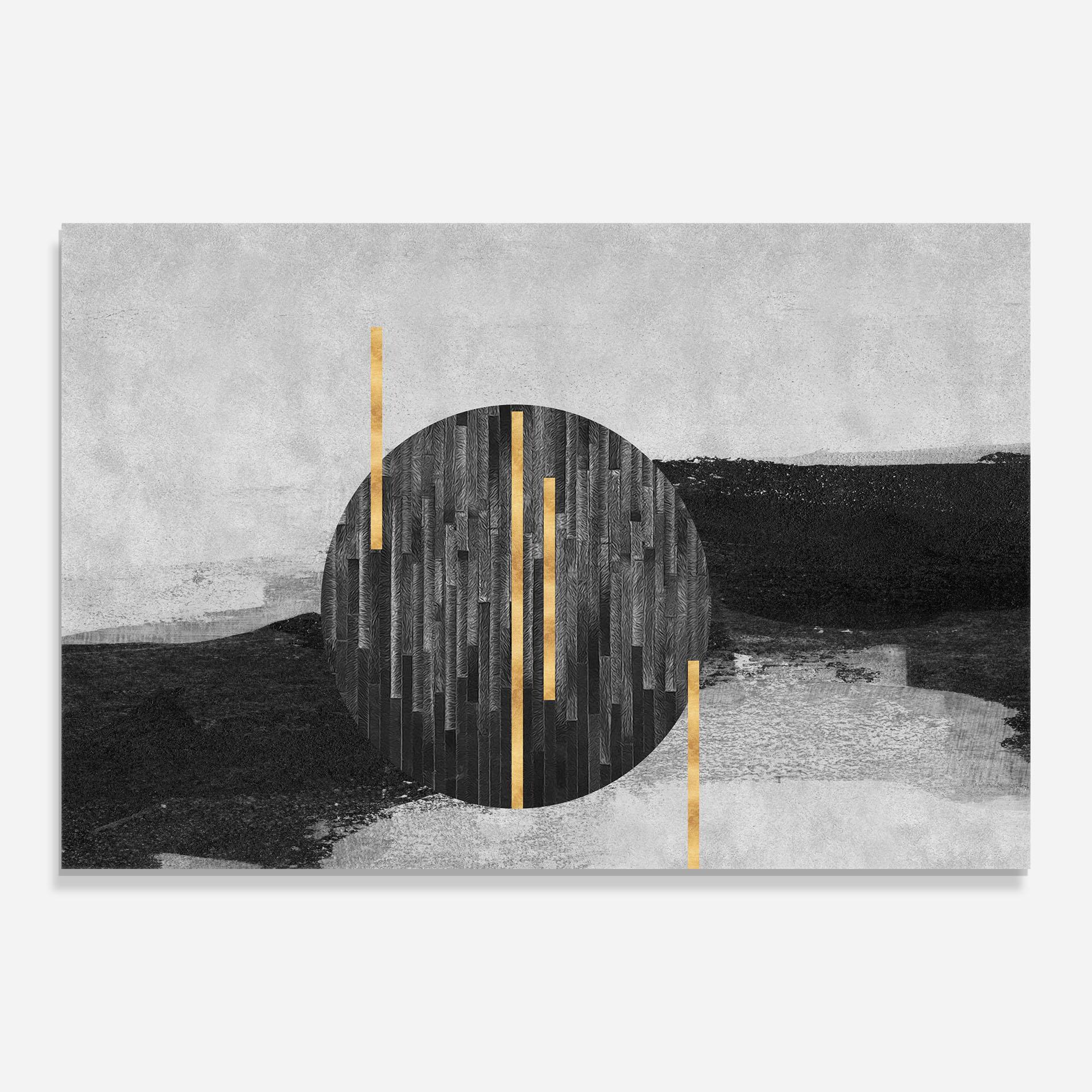 Tablou Sticla Modern Circle With Gold mockup 0