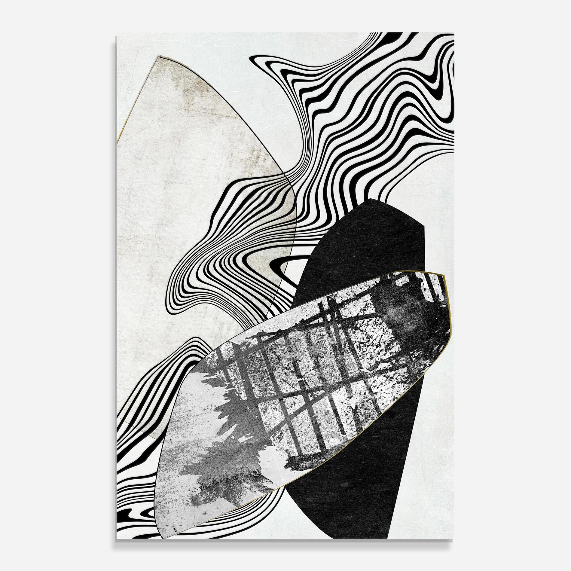 Tablou Sticla Abstract Black Lines mockup 0