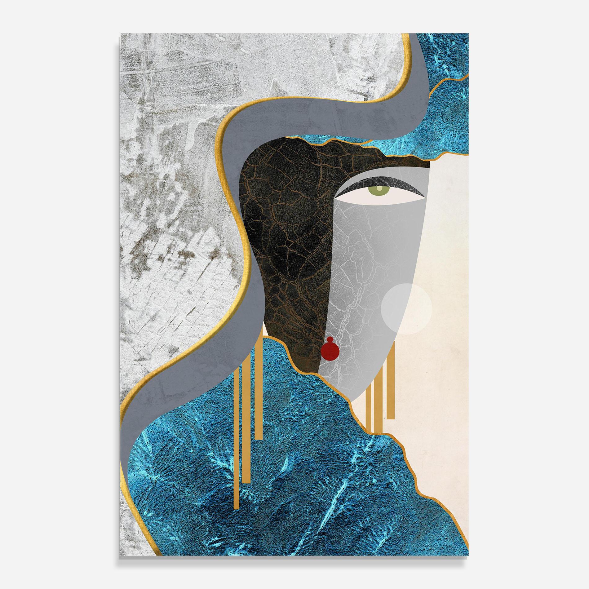 Tablou Sticla Abstract Blue Face mockup 0