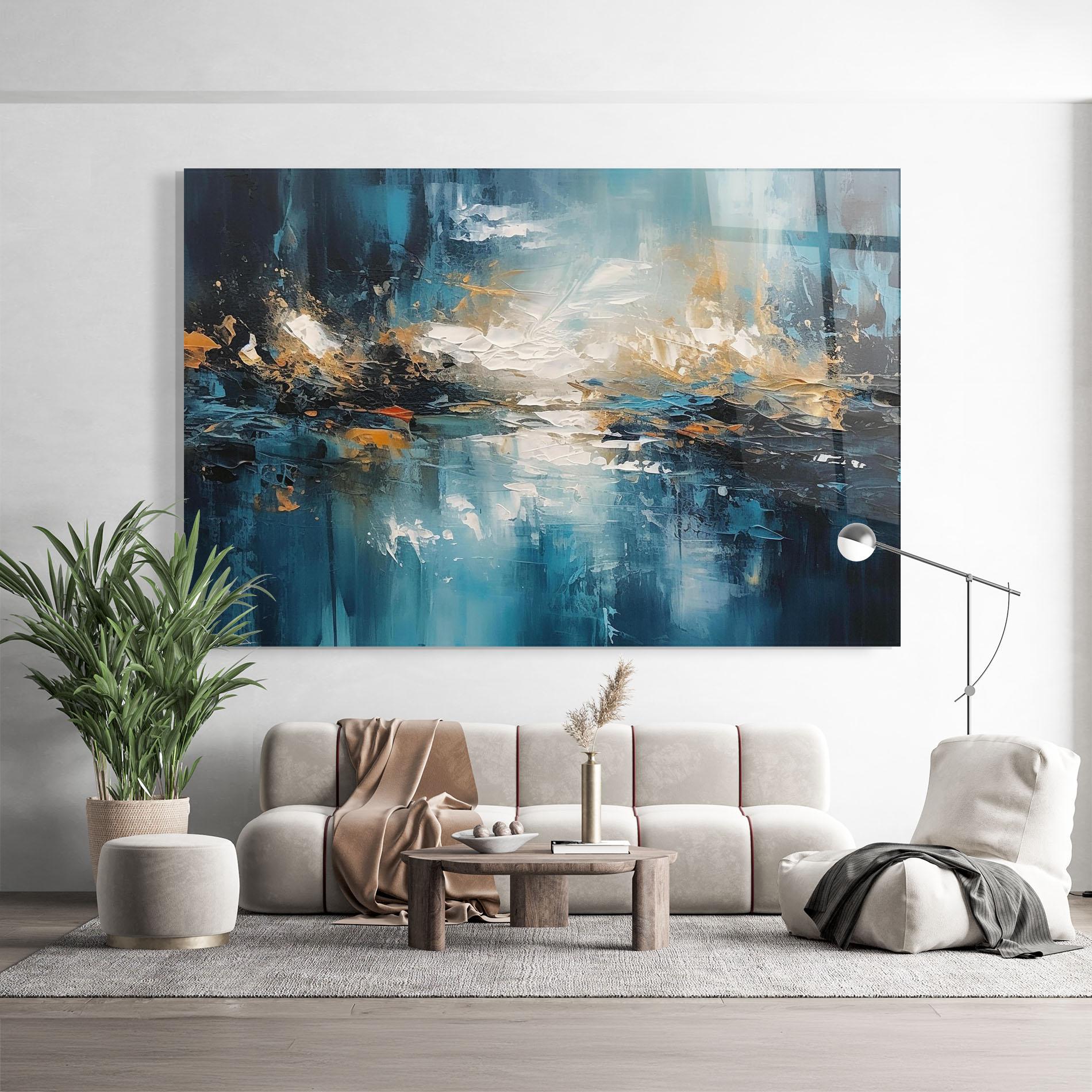 Tablou Sticla Abstract Blue Art mockup 9