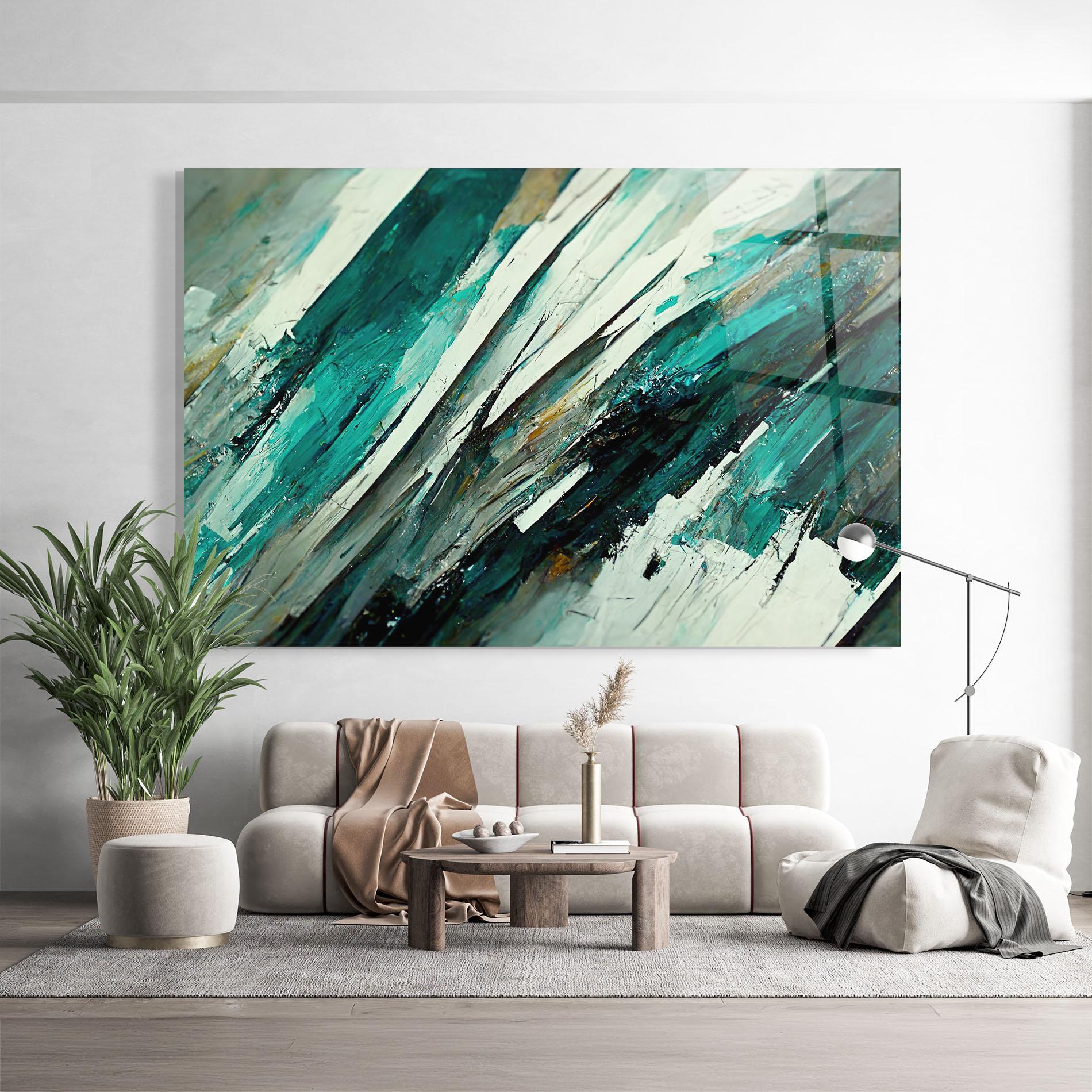 Tablou Sticla Abstract Green Artwork mockup 9