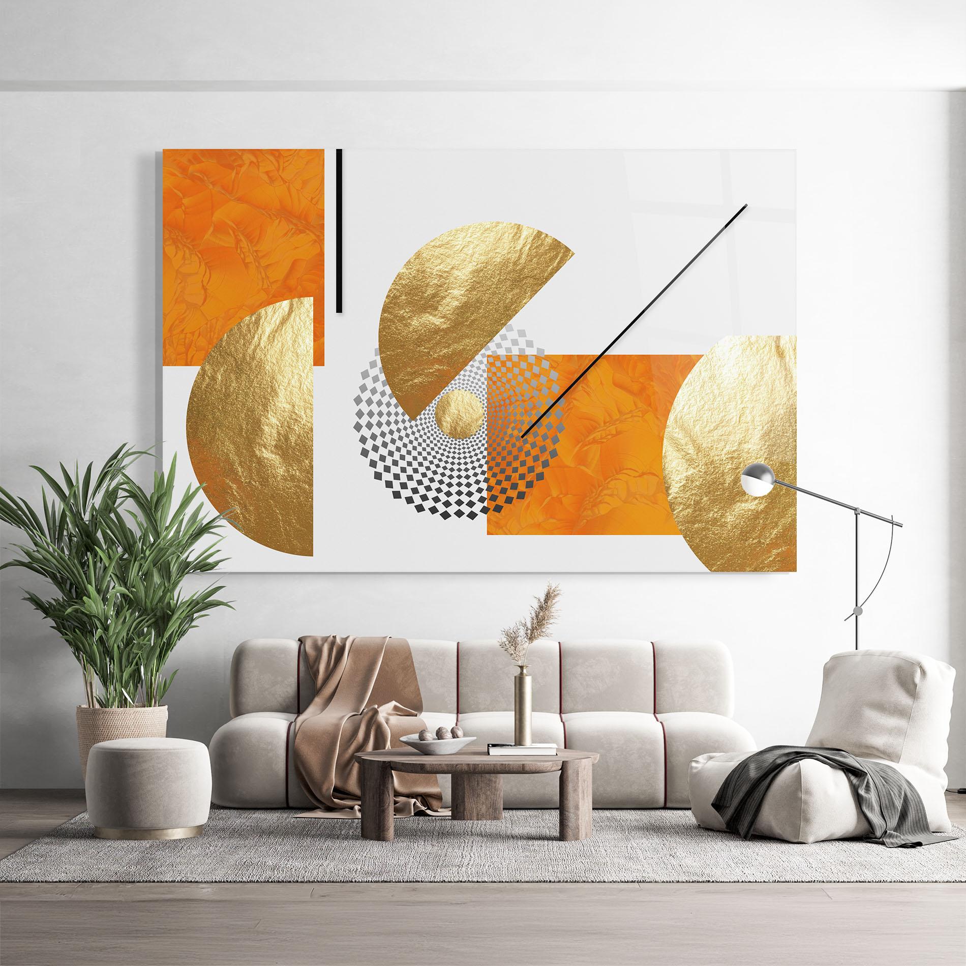 Tablou Sticla Beautiful Gold Shapes mockup 9