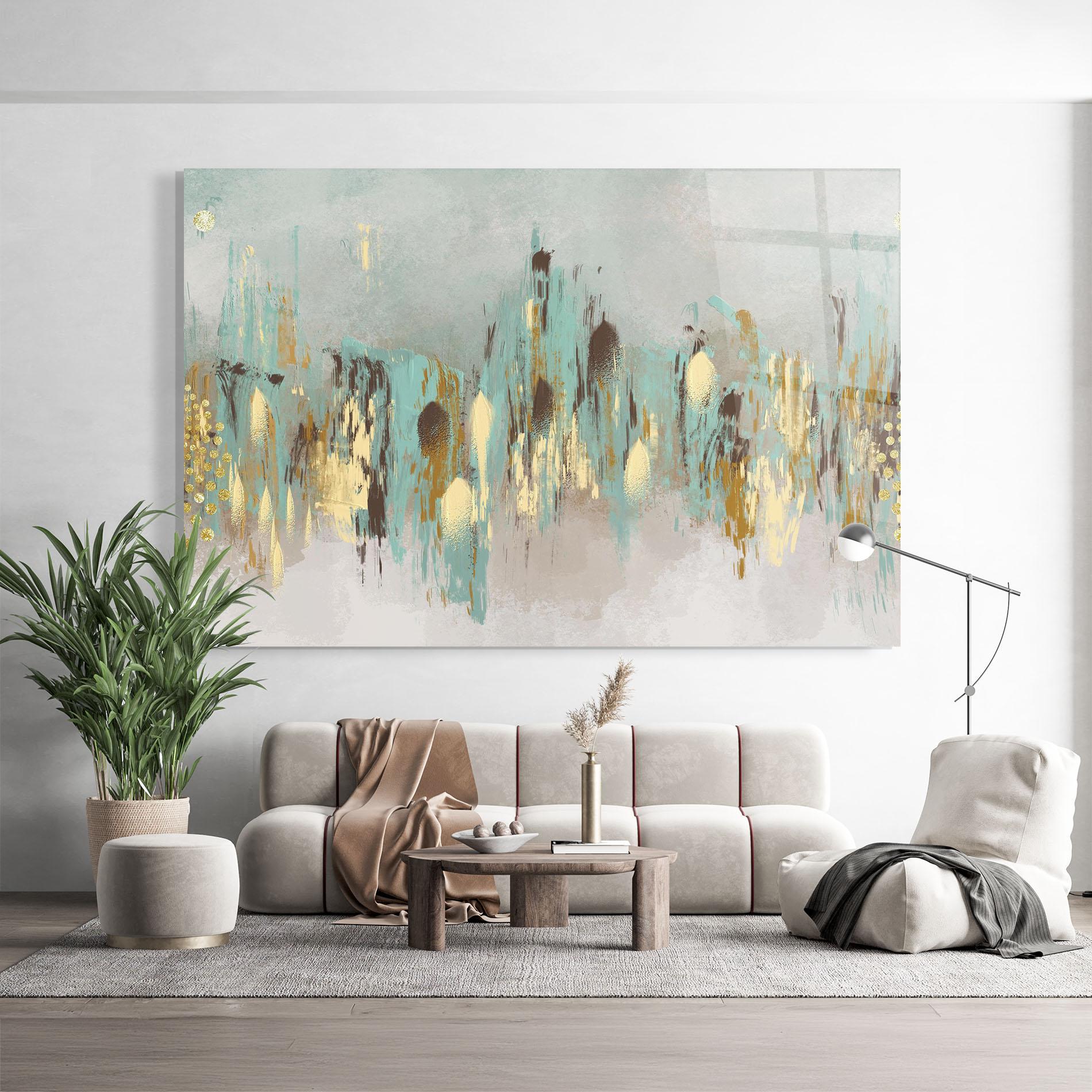 Tablou Sticla Gold Spiral Points mockup 9