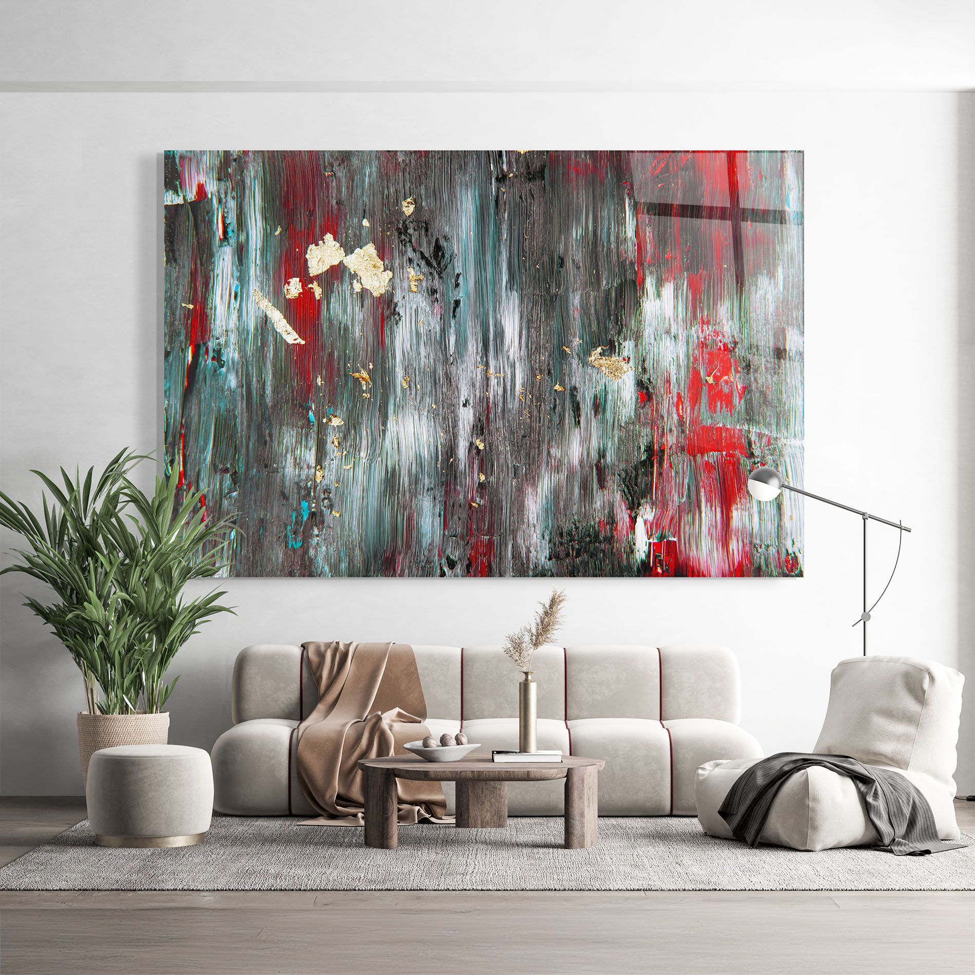 Grey With Red Painting mockup 9
