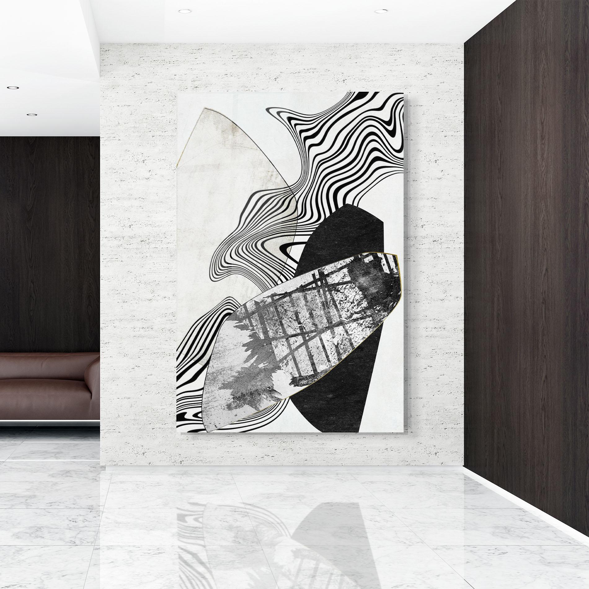 Tablou Sticla Abstract Black Lines mockup 9