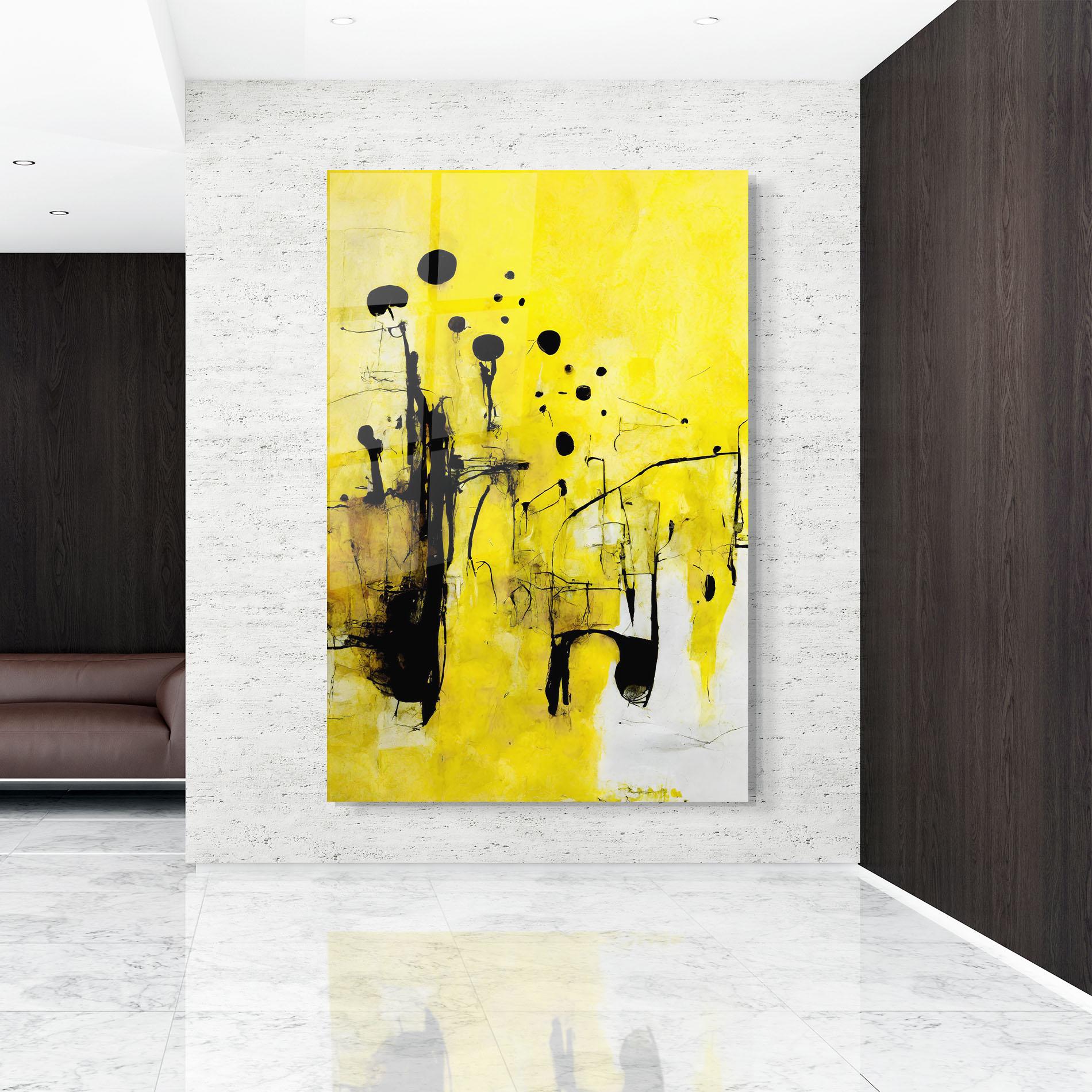 Tablou Sticla Abstract Black Yellow mockup 9