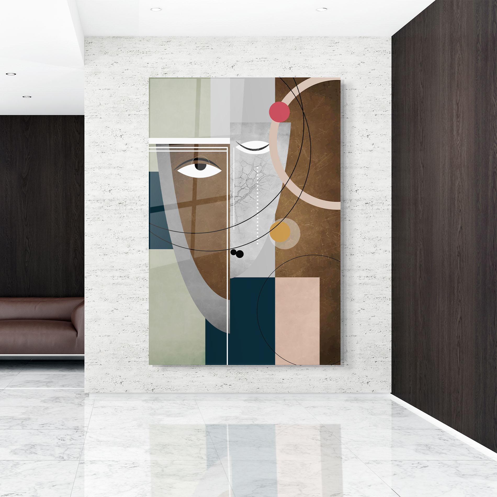 Tablou Sticla Abstract Brown Face mockup 9