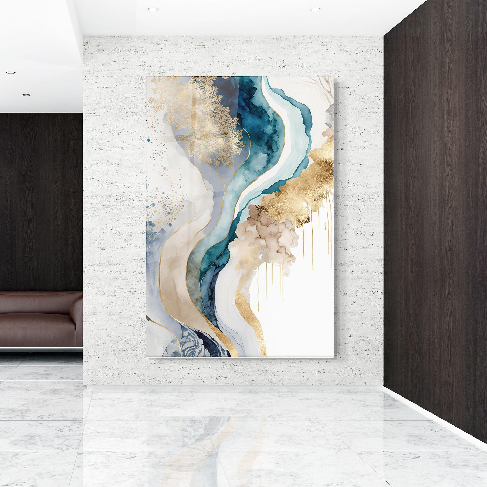 Tablou Sticla Light Blue Waves mockup 9