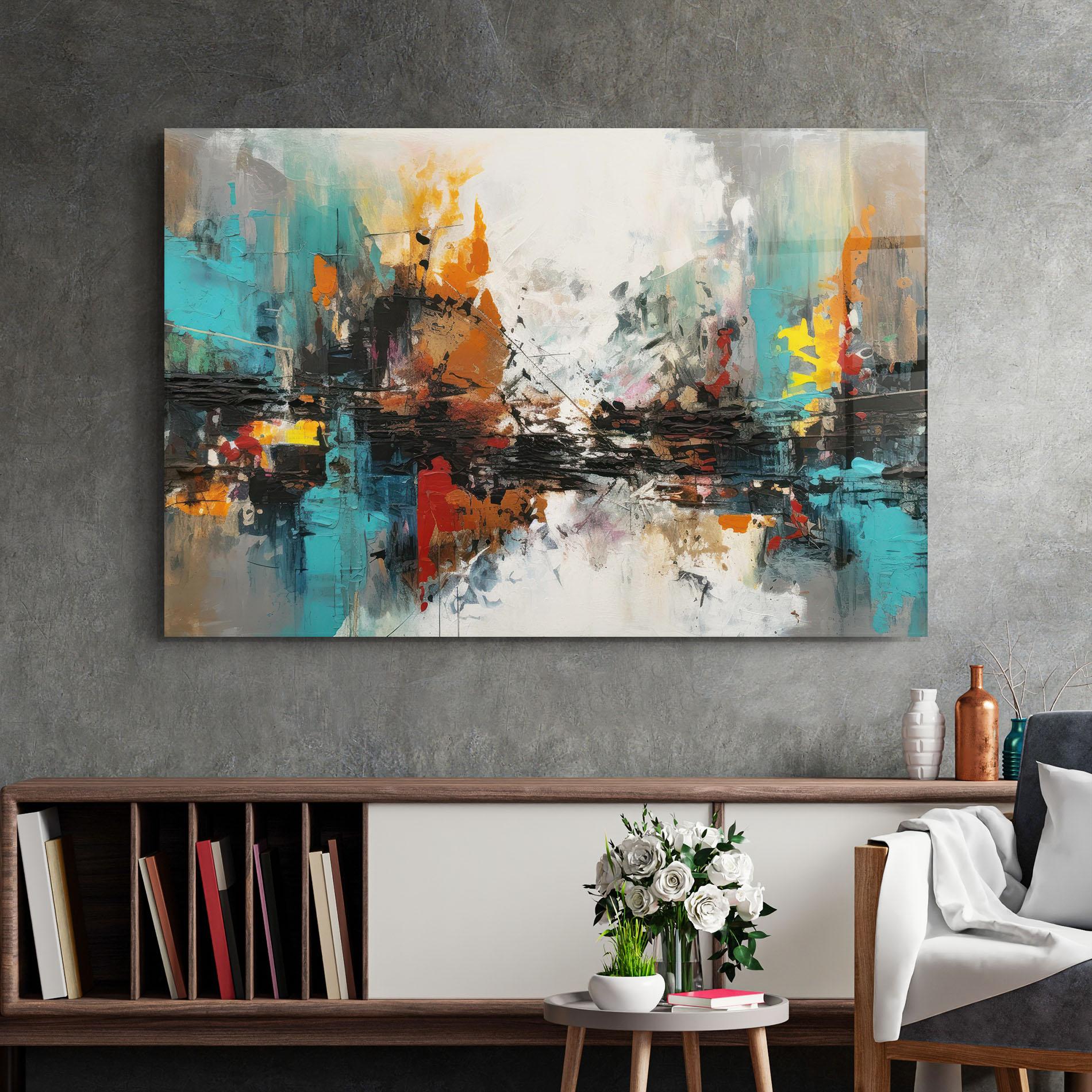 Tablou Sticla Abstract City Painting mockup 2