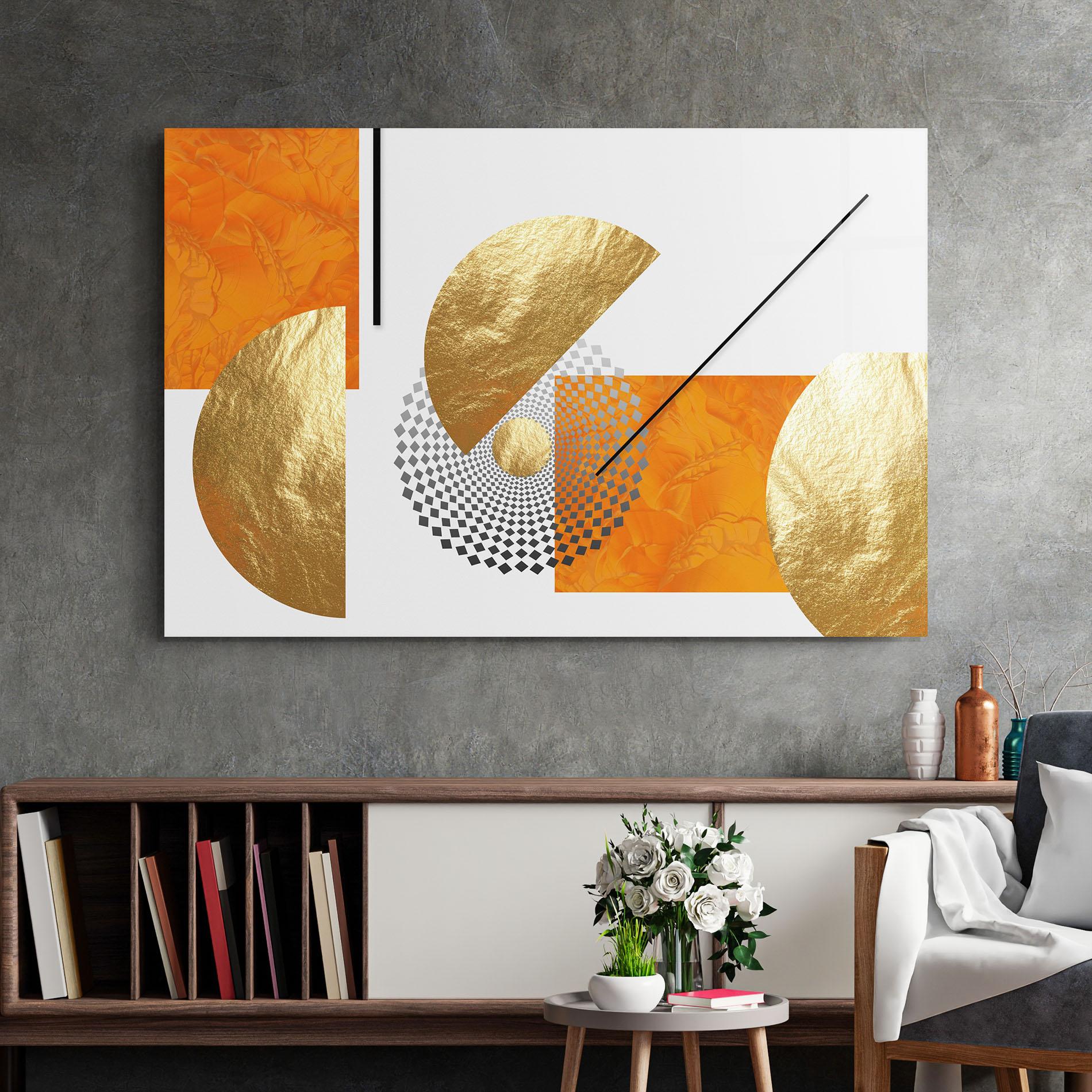 Tablou Sticla Beautiful Gold Shapes mockup 2