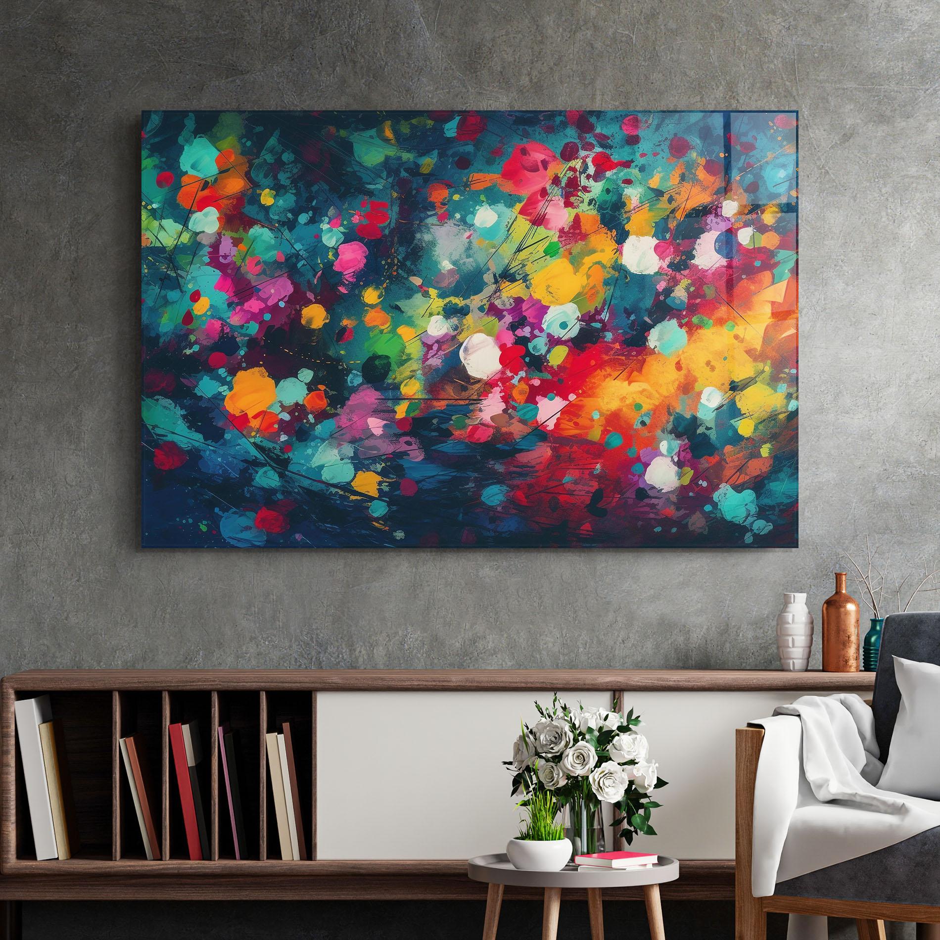 Tablou Sticla Colors Blue Background mockup 2