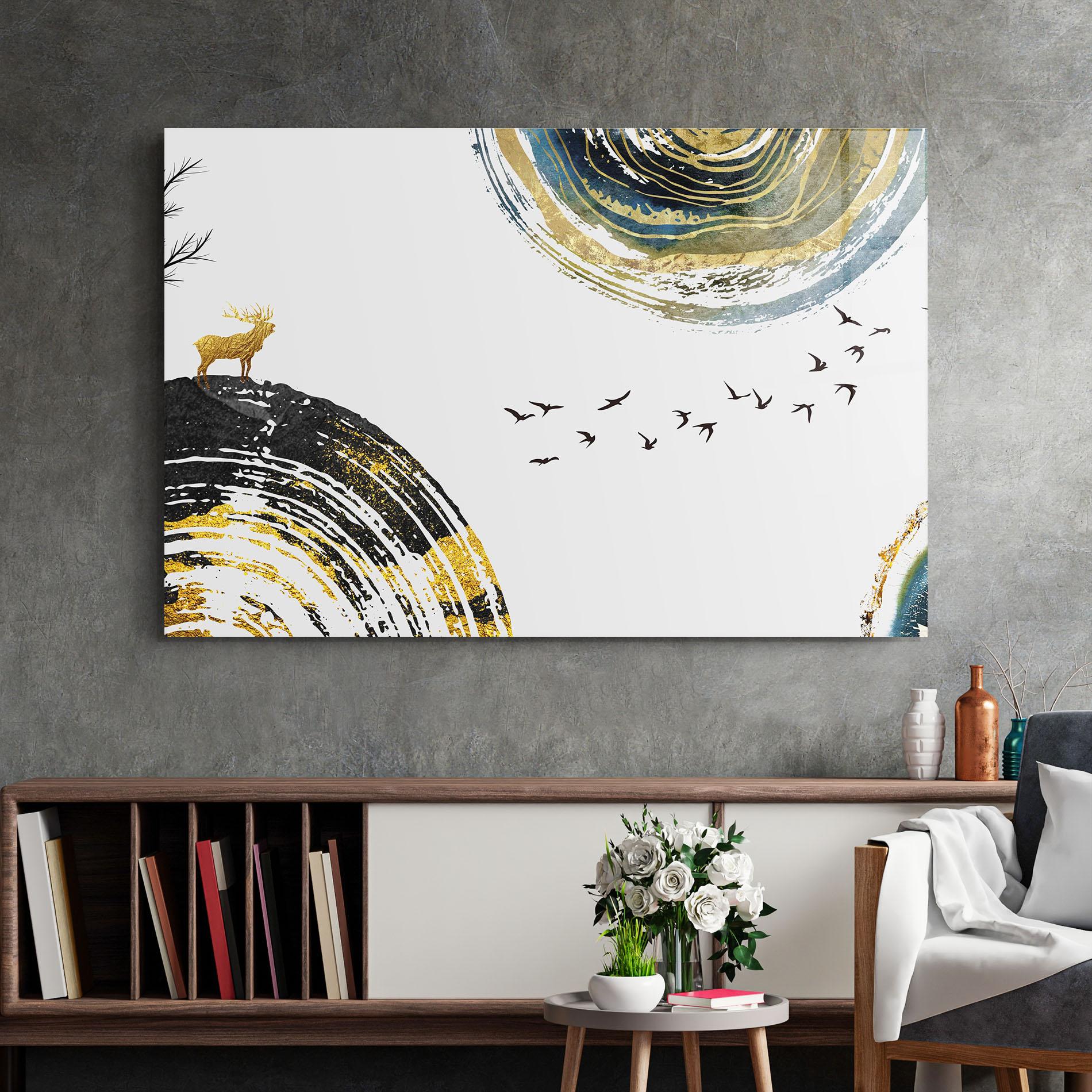 Tablou Sticla Golden Deer mockup 2