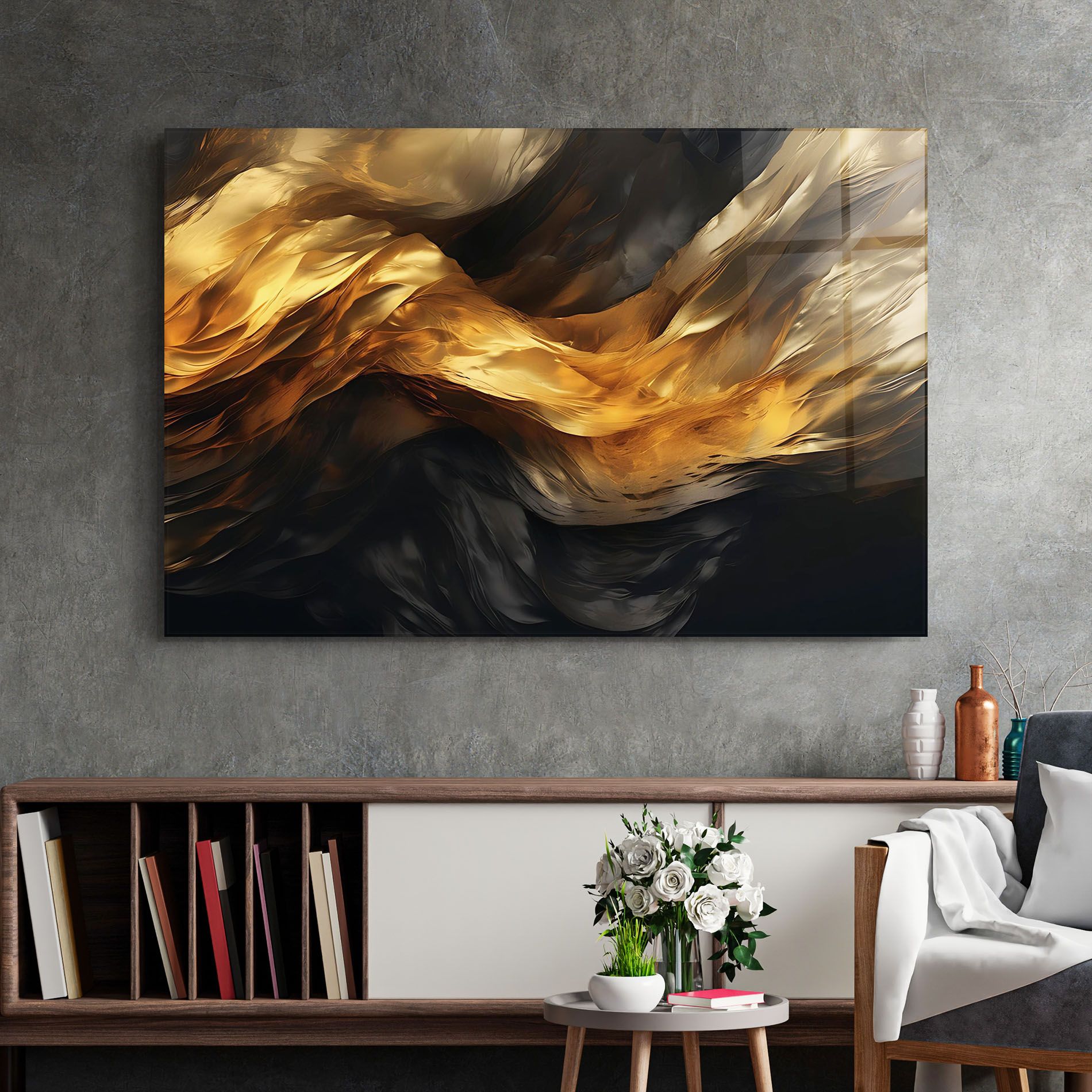 Golden Waves With Black mockup 2