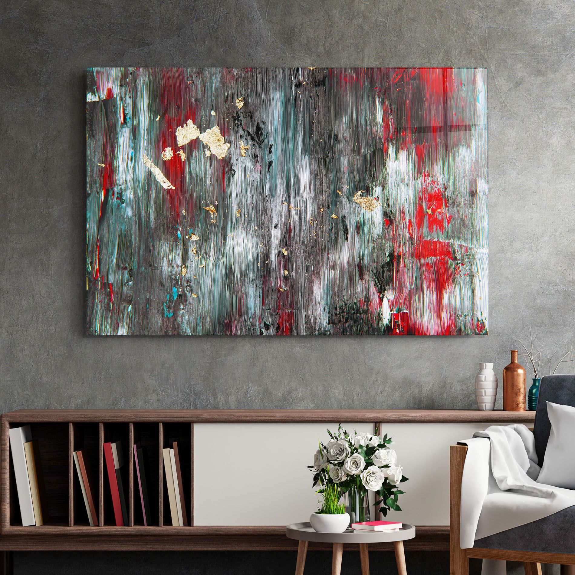 Grey With Red Painting mockup 2