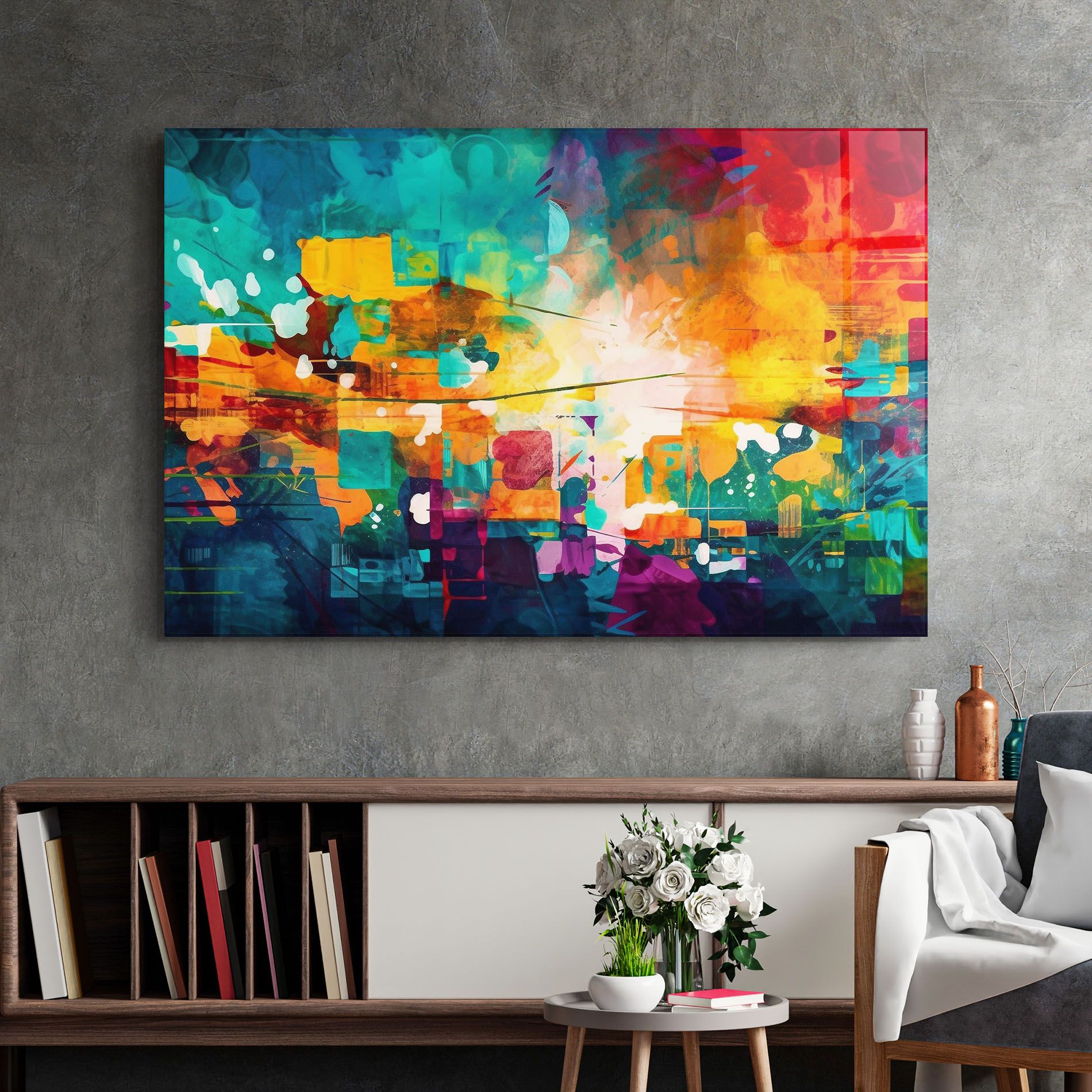 Vibrant Colors On Blue Background mockup 2