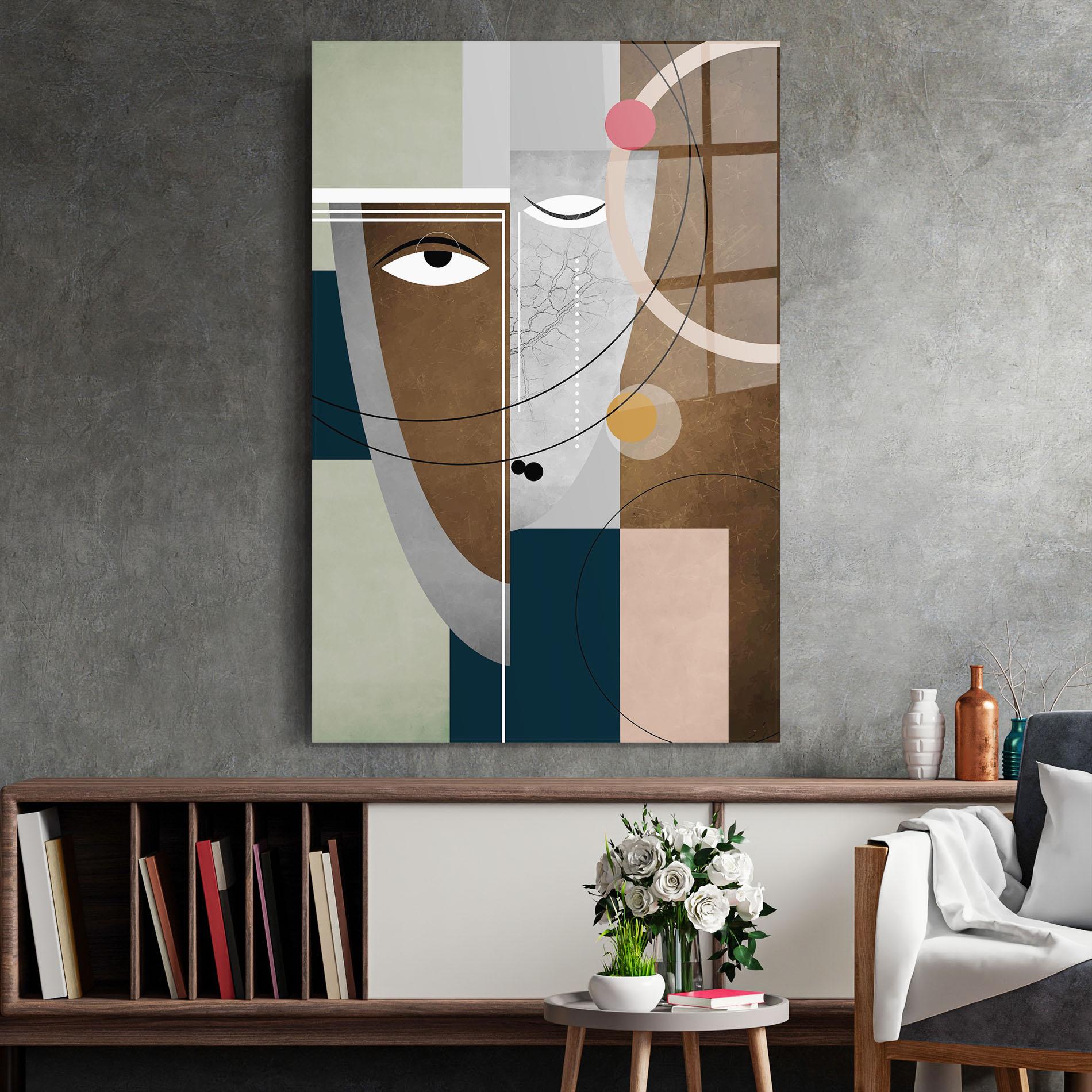 Tablou Sticla Abstract Brown Face mockup 2