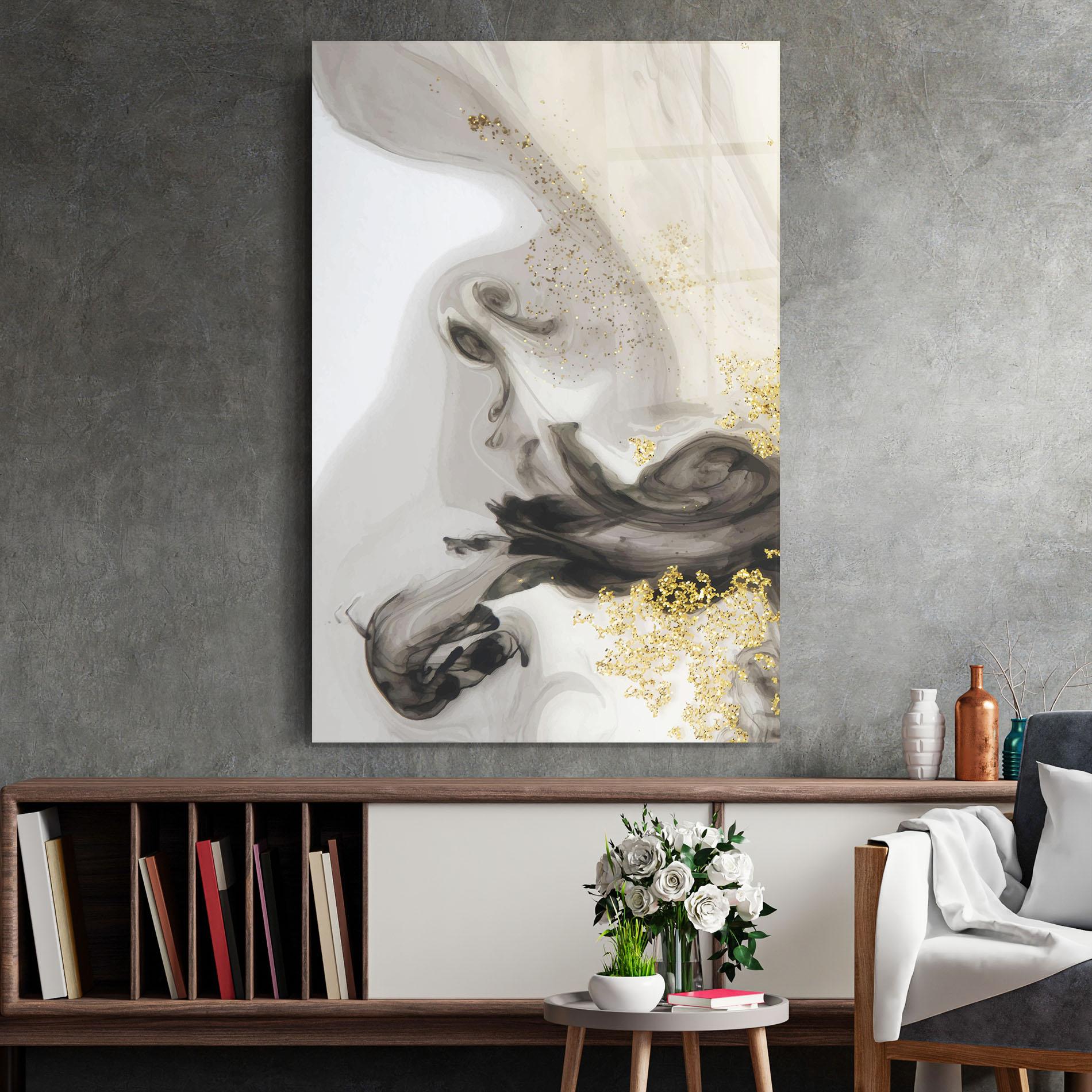 Tablou Sticla Gold Glitter Watercolor mockup 2