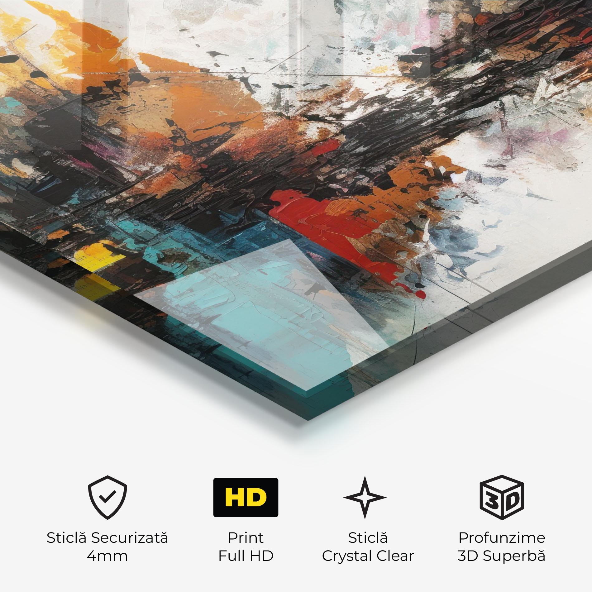 Tablou Sticla Abstract City Painting mockup 3