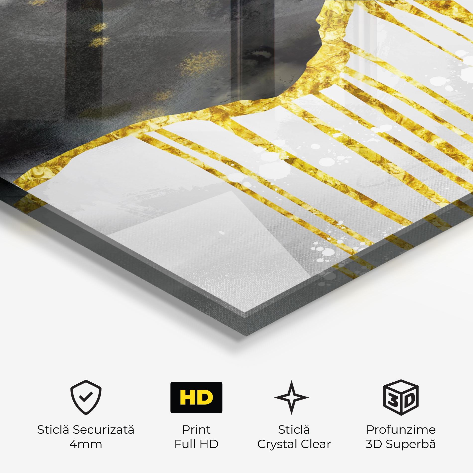 Tablou Sticla Gold Moon And Birds mockup 3