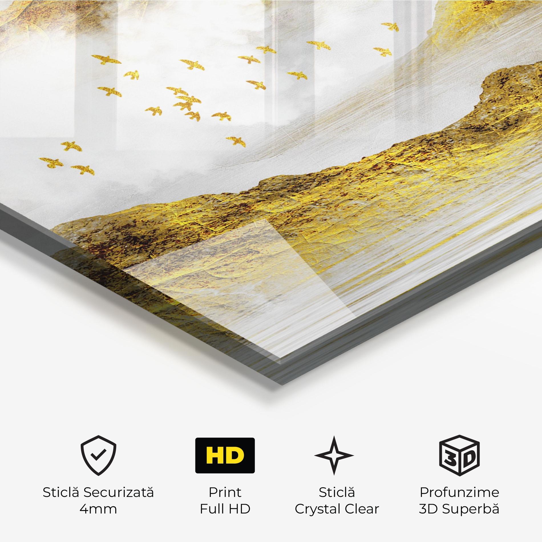Tablou Sticla Gold Mountains Abstract mockup 3